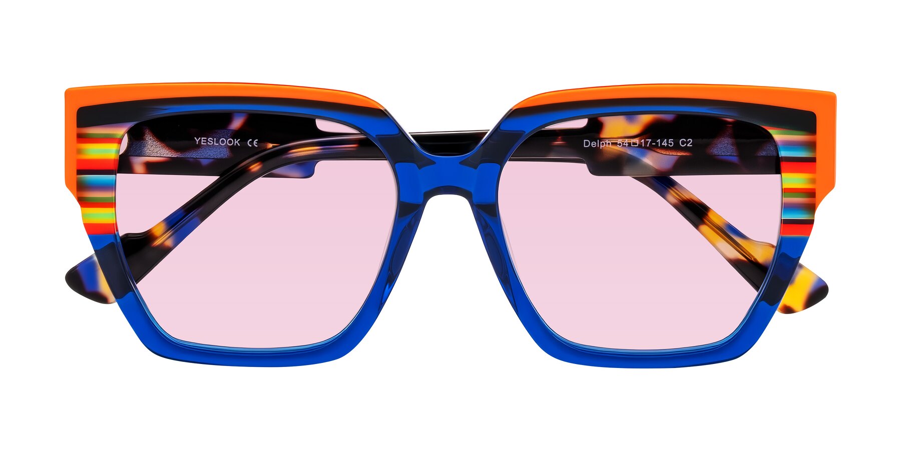 Folded Front of Delph in Cobalt Sprint with Light Pink Tinted Lenses