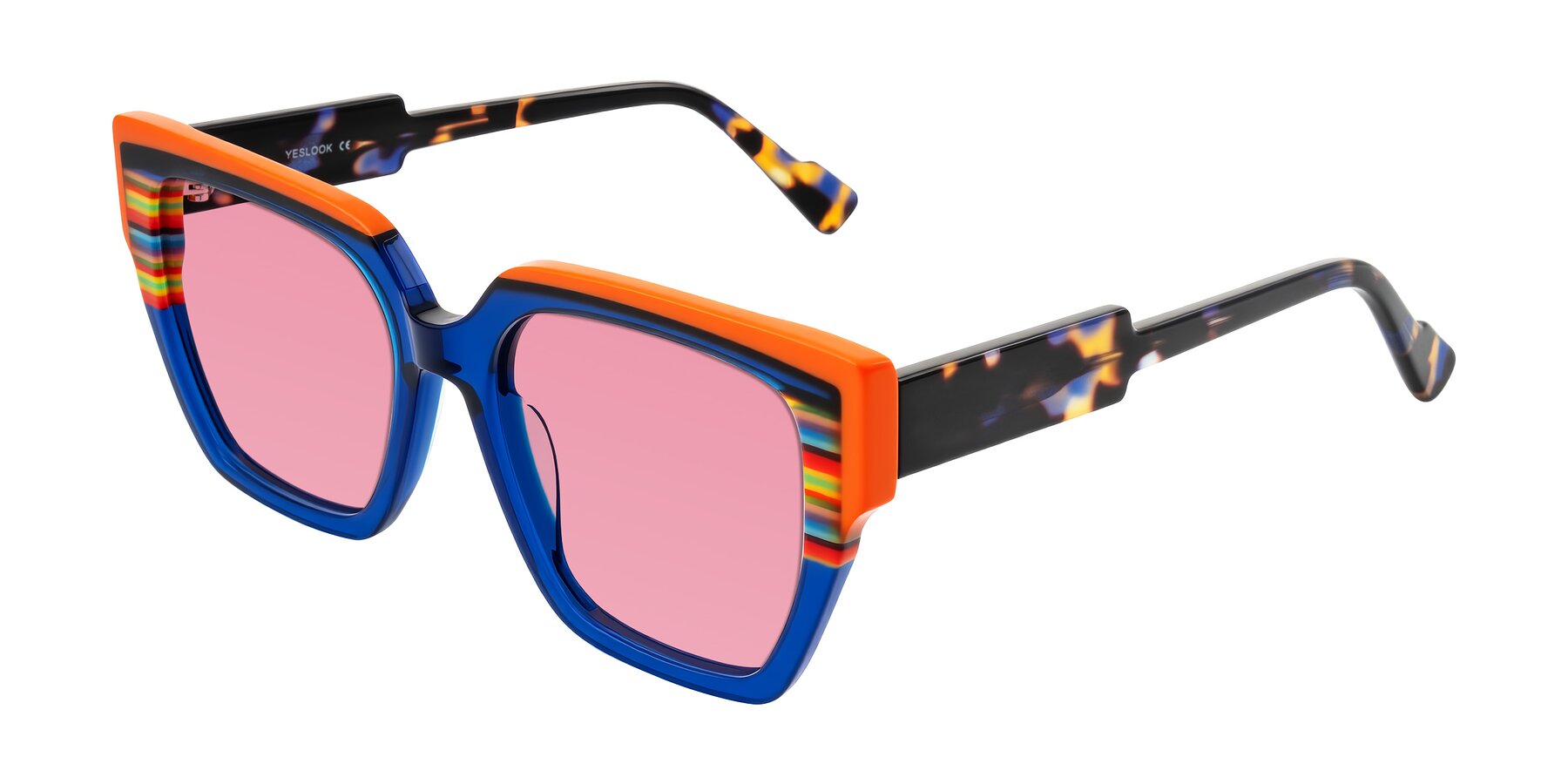 Angle of Delph in Cobalt Sprint with Pink Tinted Lenses