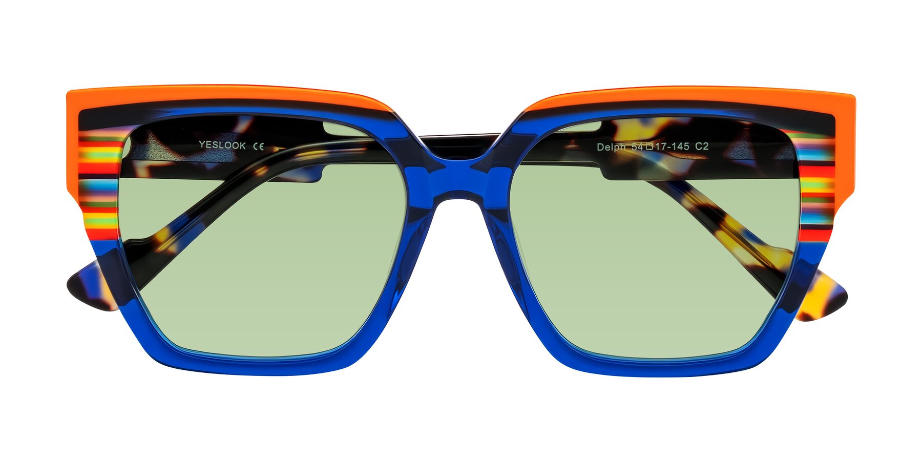Folded Front of Delph in Cobalt Sprint with Medium Green Tinted Lenses