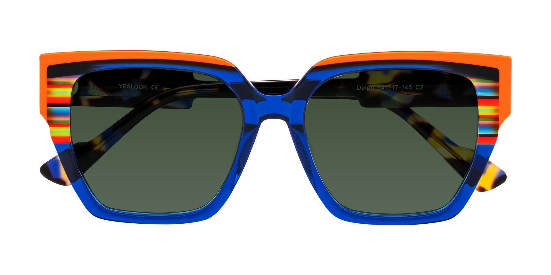 Folded Front of Delph in Cobalt Sprint with Green Tinted Lenses