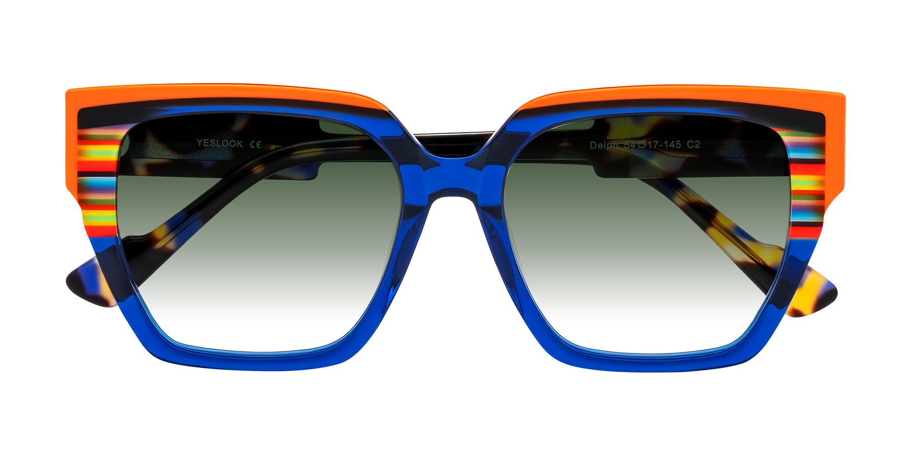 Folded Front of Delph in Cobalt Sprint with Green Gradient Lenses