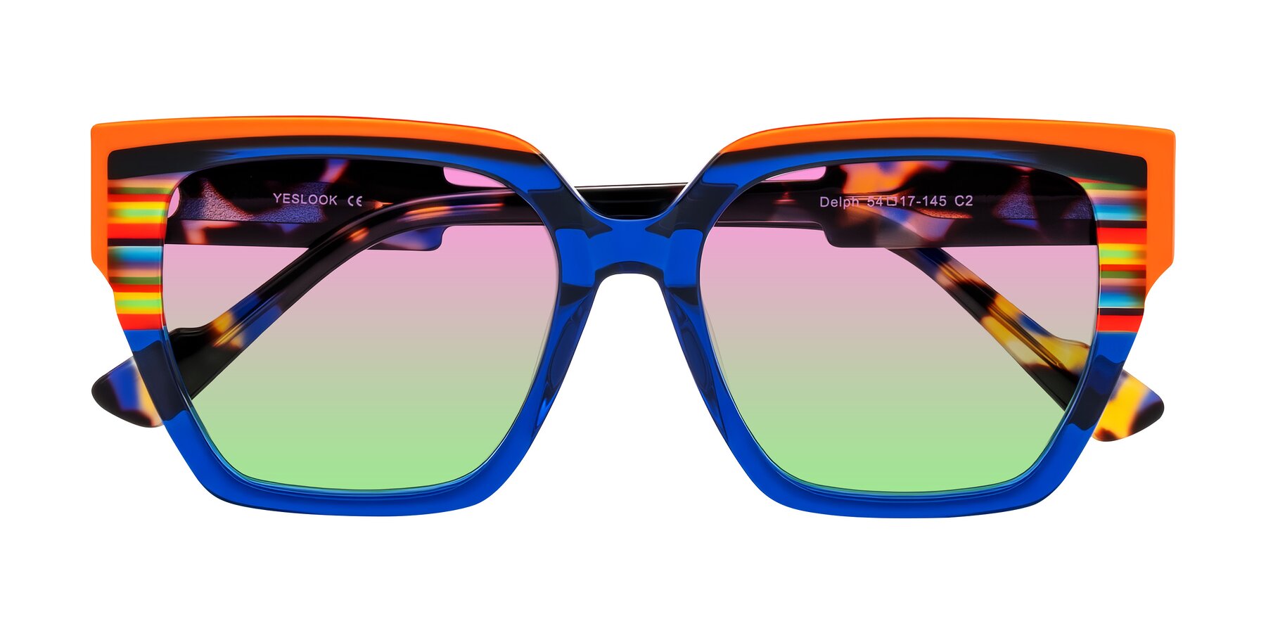 Folded Front of Delph in Cobalt Sprint with Pink / Green Gradient Lenses