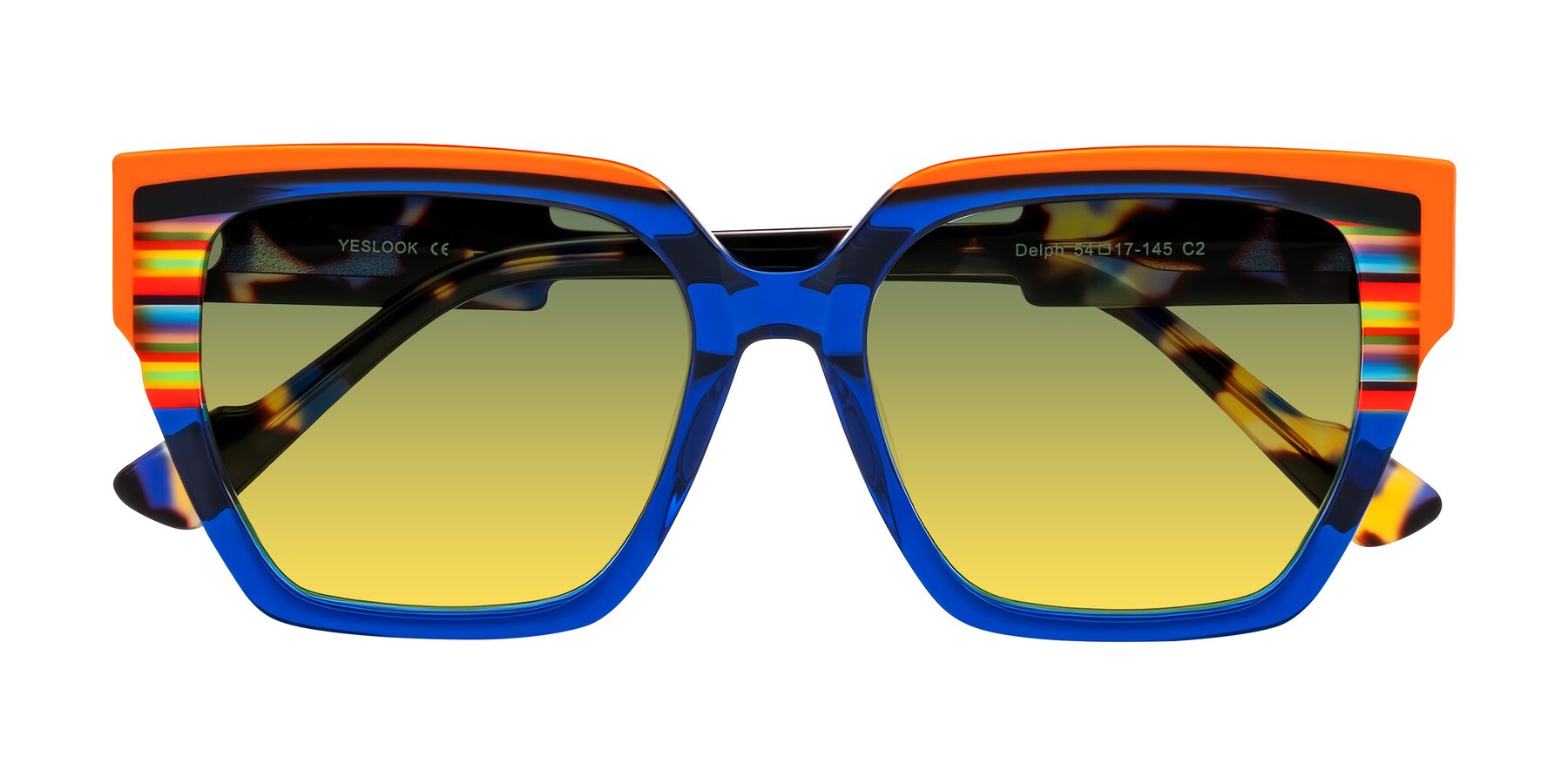 Folded Front of Delph in Cobalt Sprint with Green / Yellow Gradient Lenses
