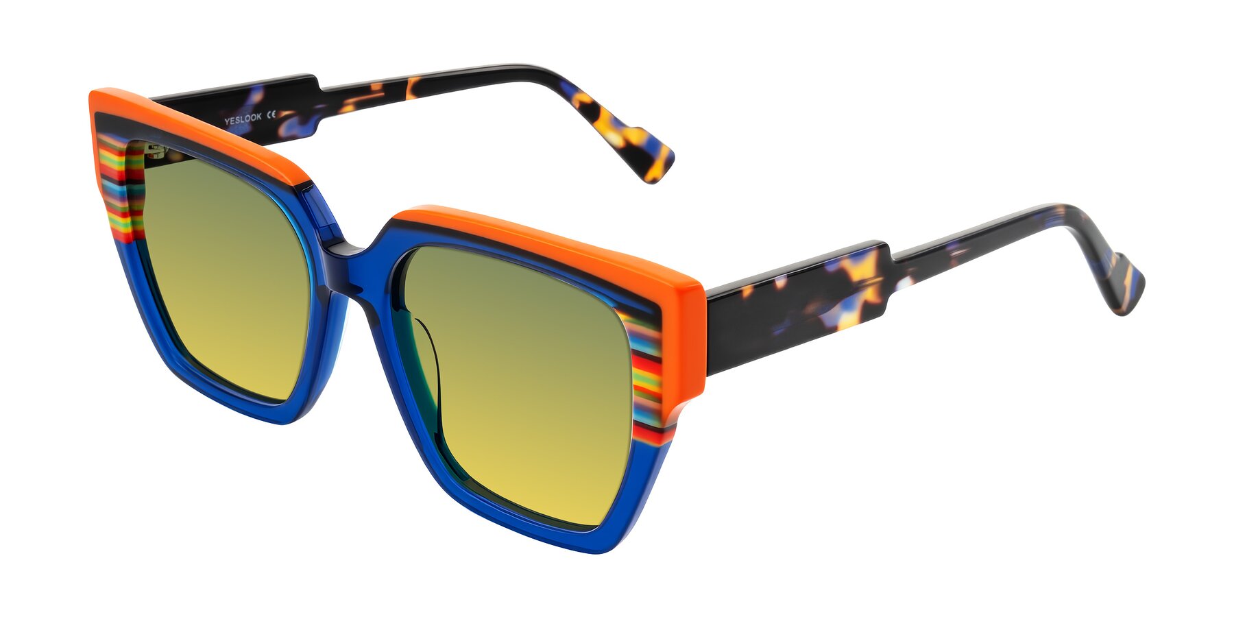 Angle of Delph in Cobalt Sprint with Green / Yellow Gradient Lenses