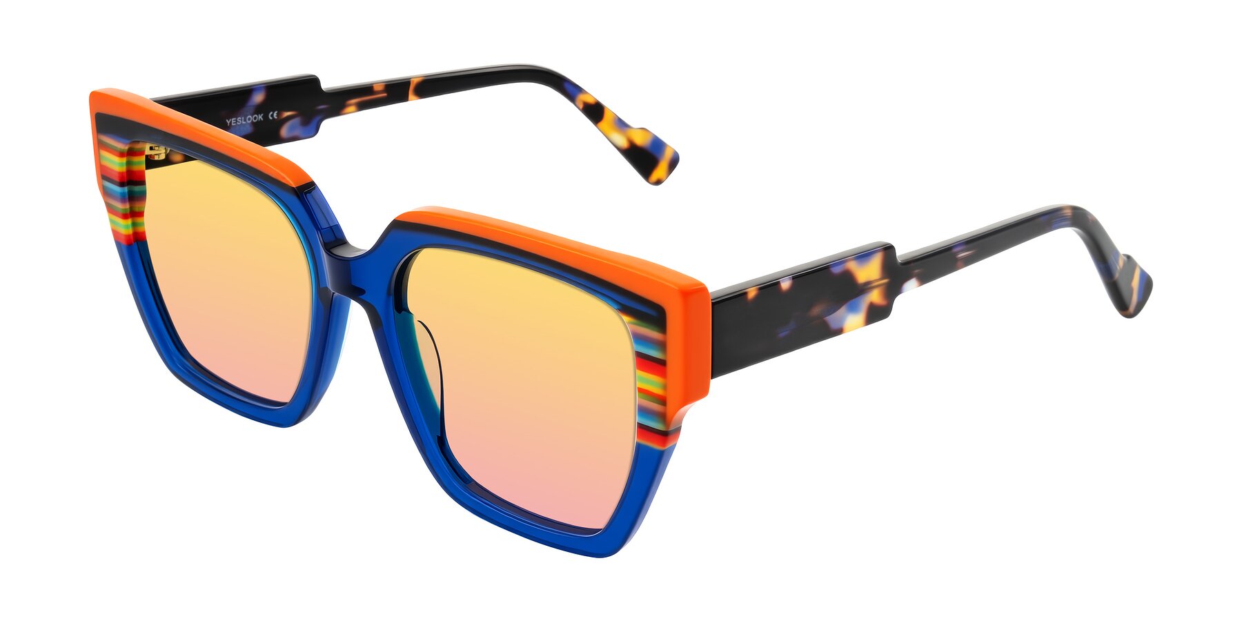 Angle of Delph in Cobalt Sprint with Yellow / Pink Gradient Lenses