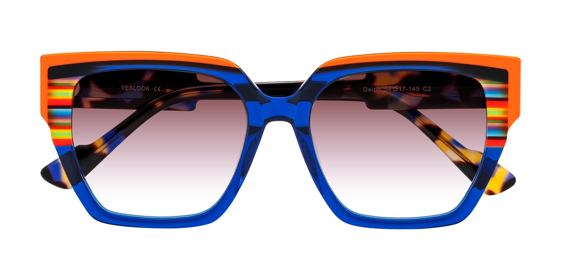 Folded Front of Delph in Cobalt Sprint with Garnet Gradient Lenses