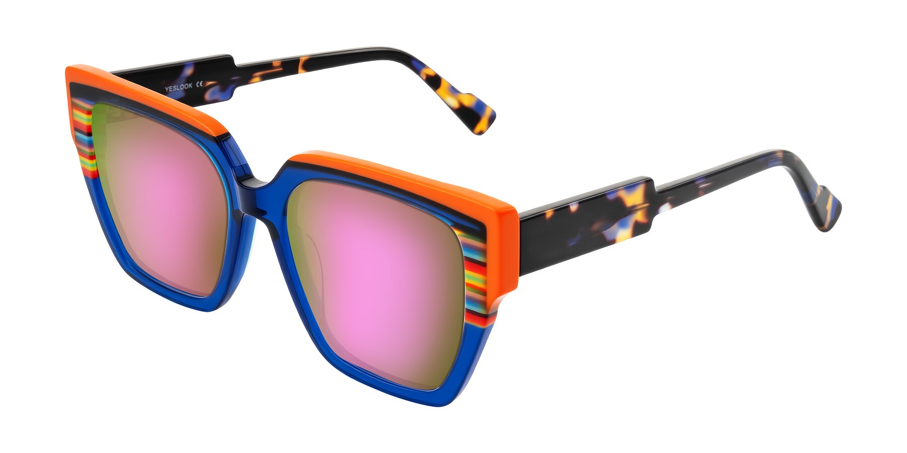 Angle of Delph in Cobalt Sprint with Pink Mirrored Lenses