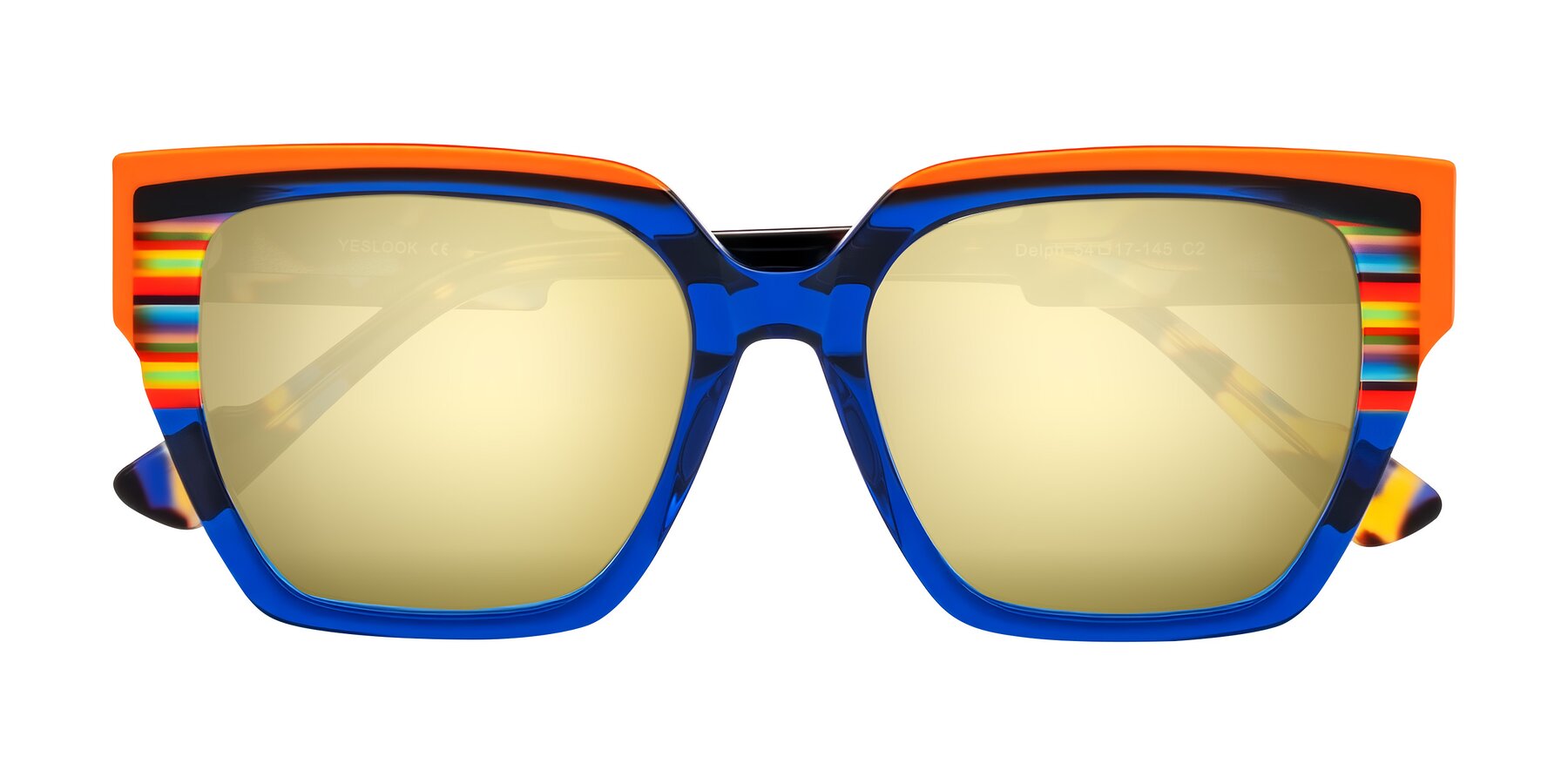 Folded Front of Delph in Cobalt Sprint with Gold Mirrored Lenses