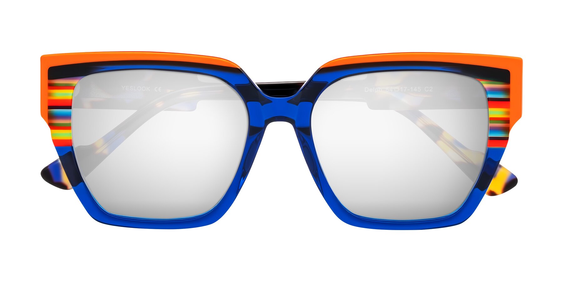 Folded Front of Delph in Cobalt Sprint with Silver Mirrored Lenses