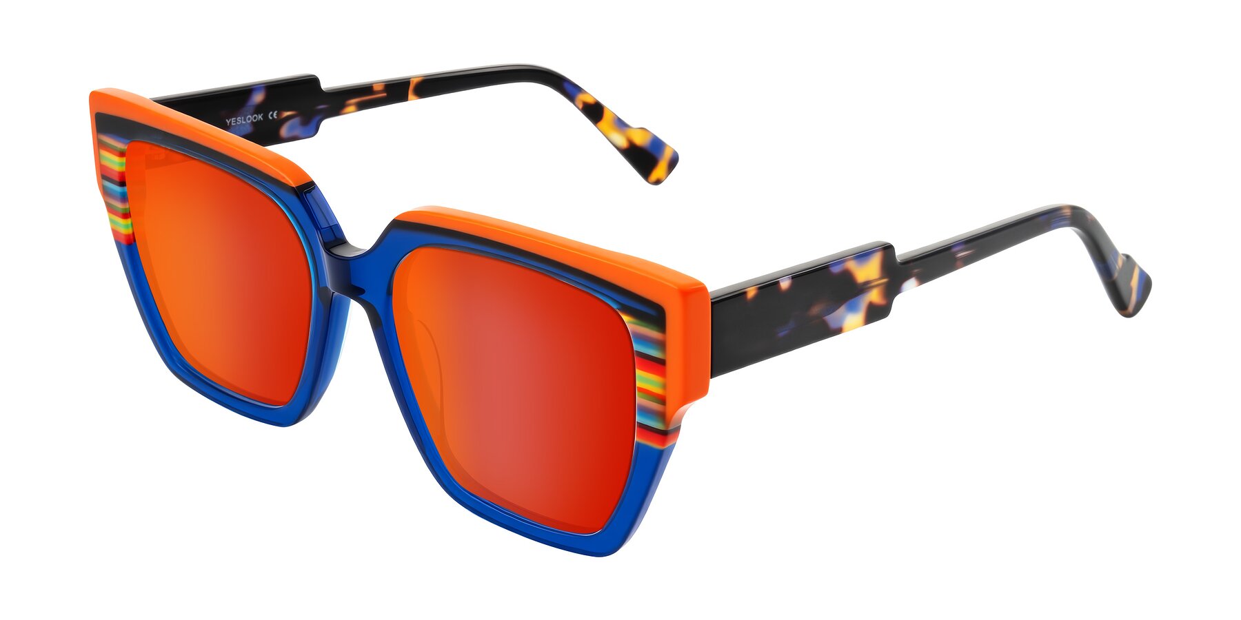 Angle of Delph in Cobalt Sprint with Red Gold Mirrored Lenses