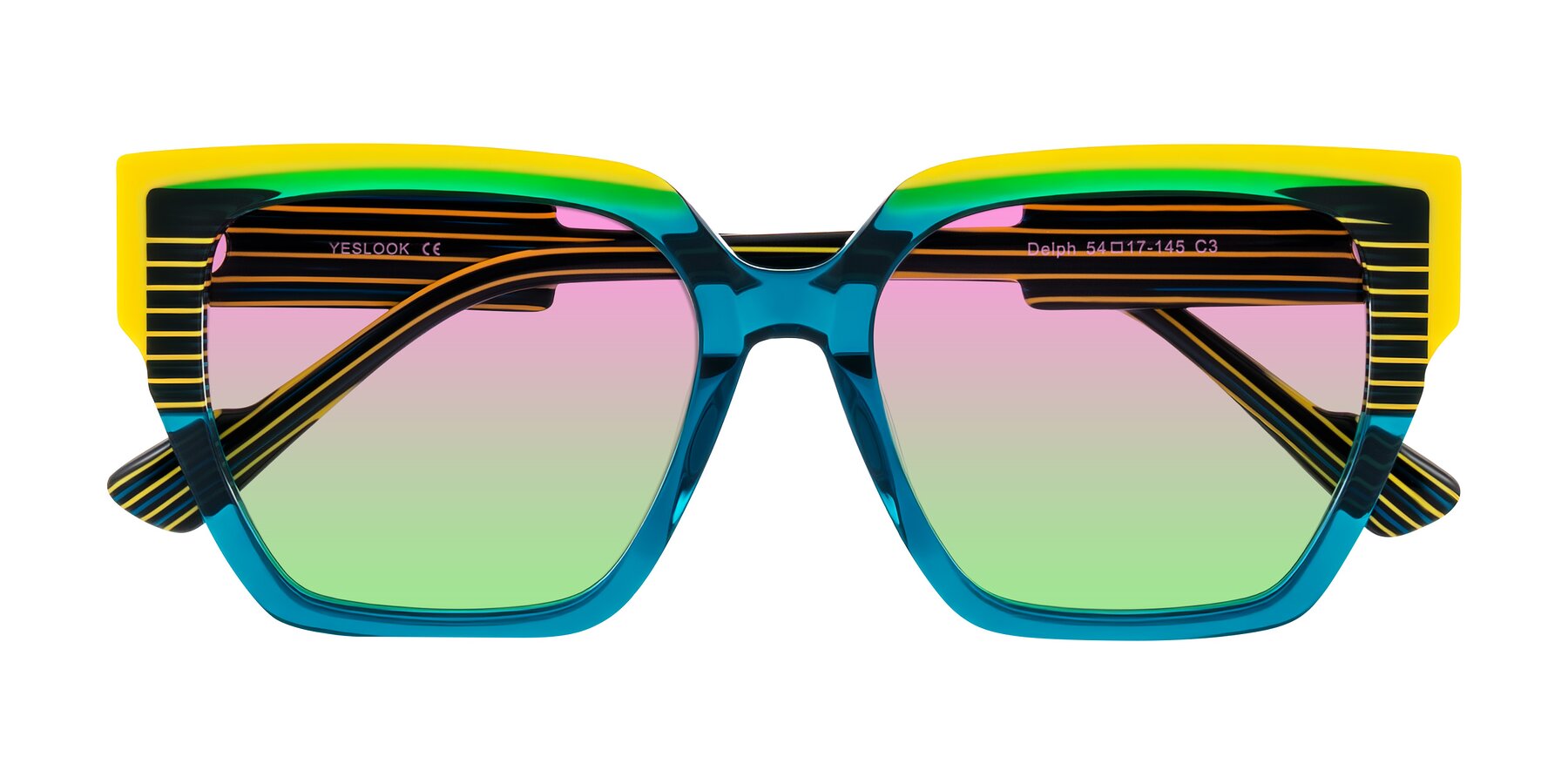 Folded Front of Delph in Petrol Rally with Pink / Green Gradient Lenses