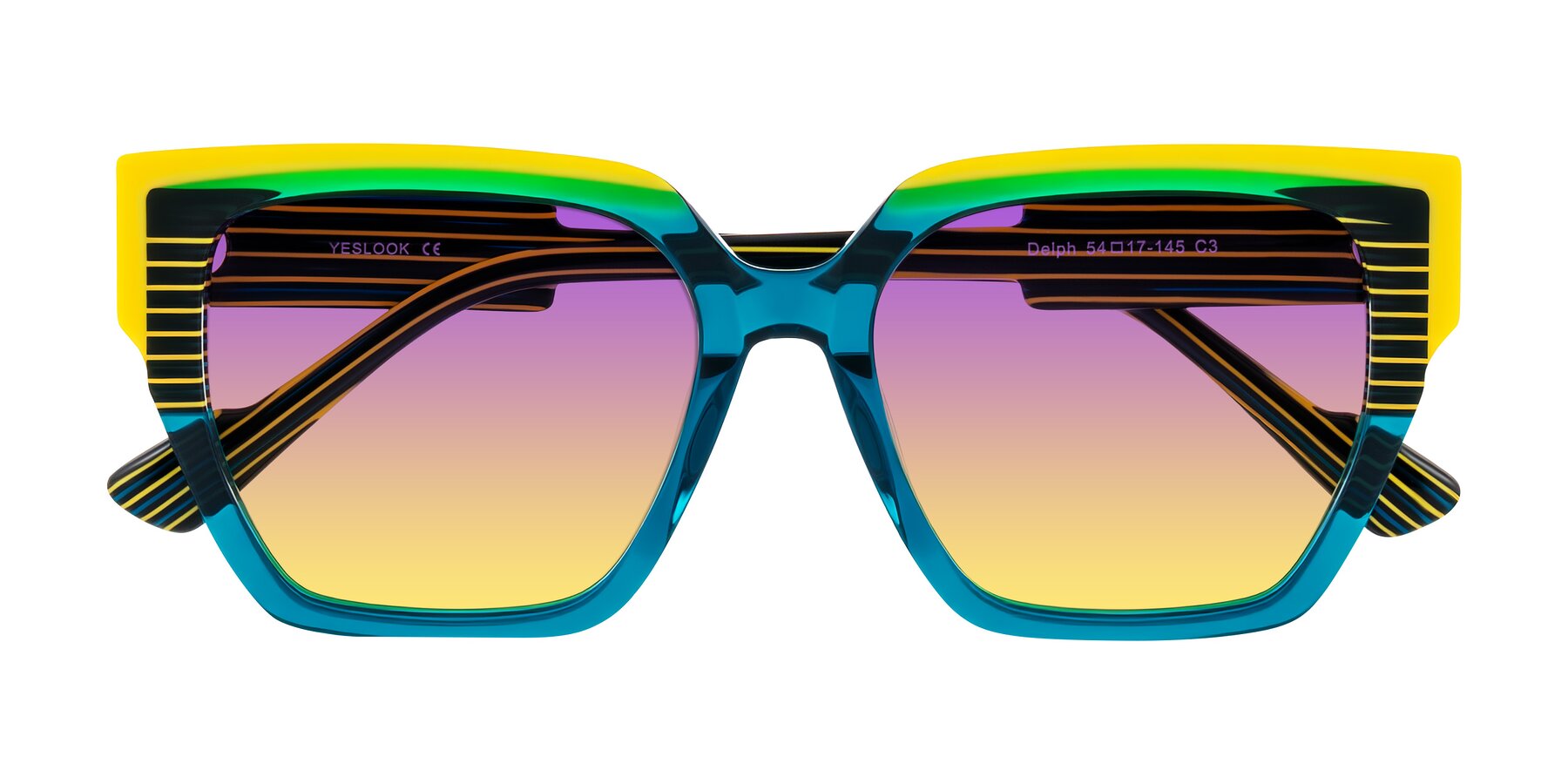 Folded Front of Delph in Petrol Rally with Purple / Yellow Gradient Lenses