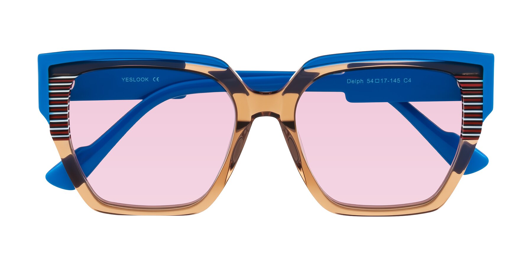 Folded Front of Delph in Mocha Circuit with Light Pink Tinted Lenses