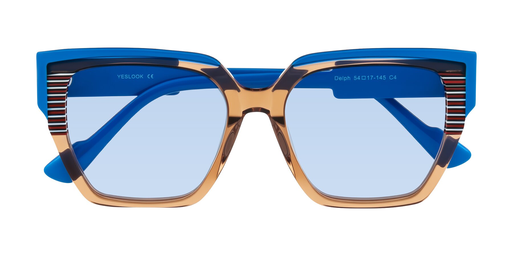 Folded Front of Delph in Mocha Circuit with Light Blue Tinted Lenses
