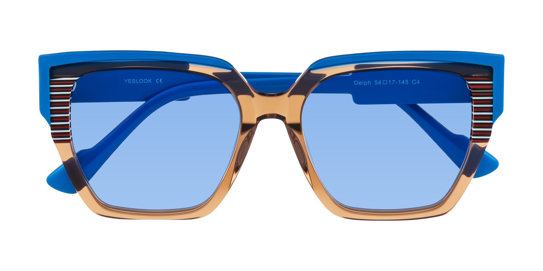 Folded Front of Delph in Mocha Circuit with Medium Blue Tinted Lenses