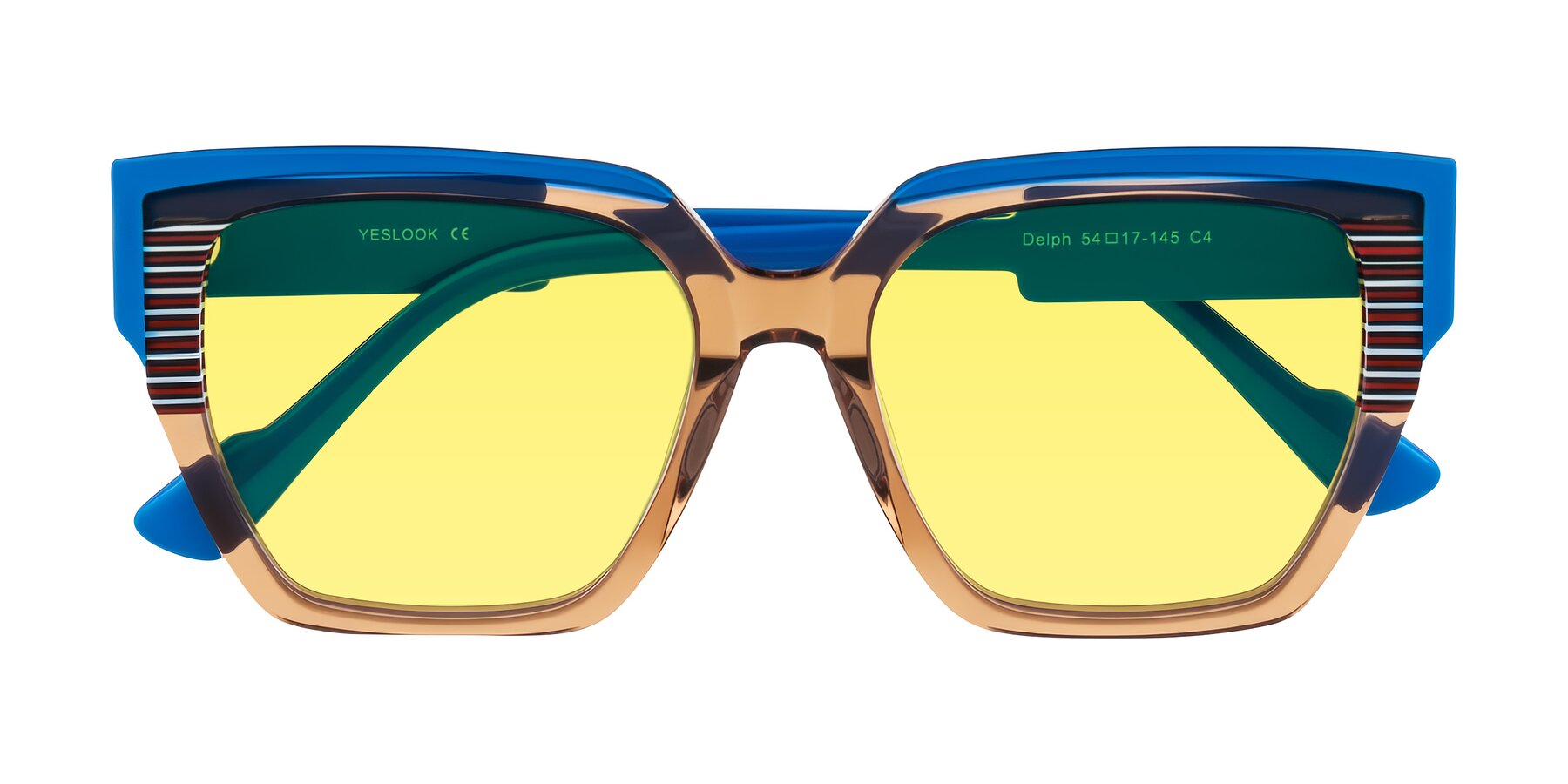 Folded Front of Delph in Mocha Circuit with Medium Yellow Tinted Lenses
