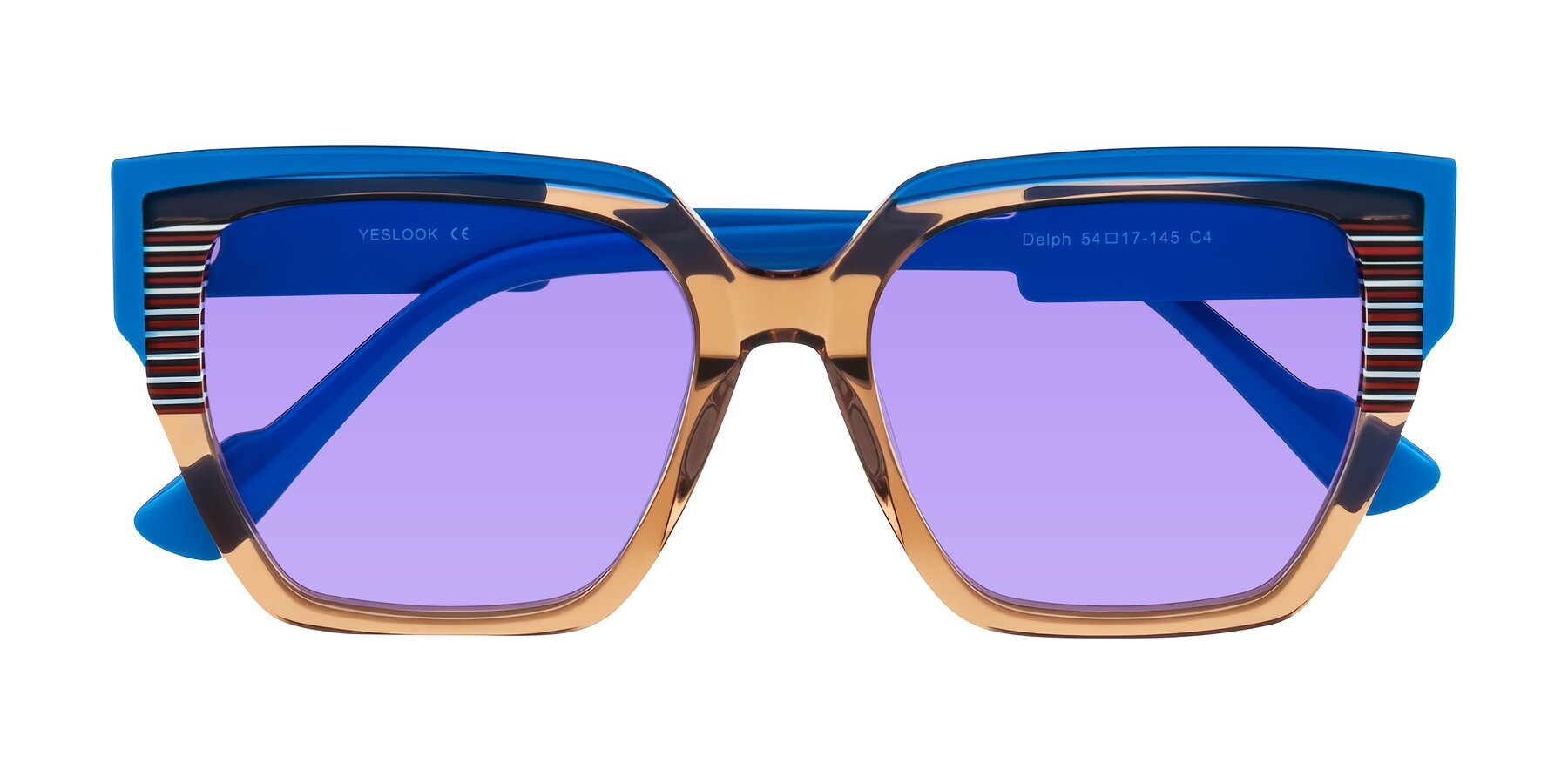 Folded Front of Delph in Mocha Circuit with Medium Purple Tinted Lenses