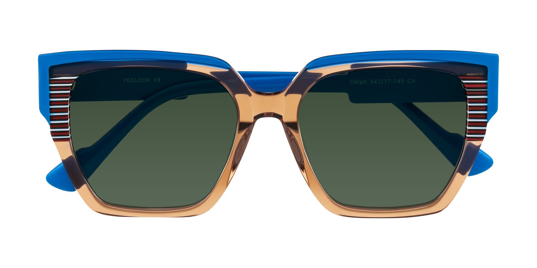 Folded Front of Delph in Mocha Circuit with Green Tinted Lenses