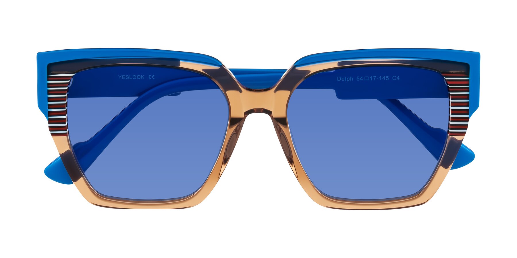Folded Front of Delph in Mocha Circuit with Blue Tinted Lenses