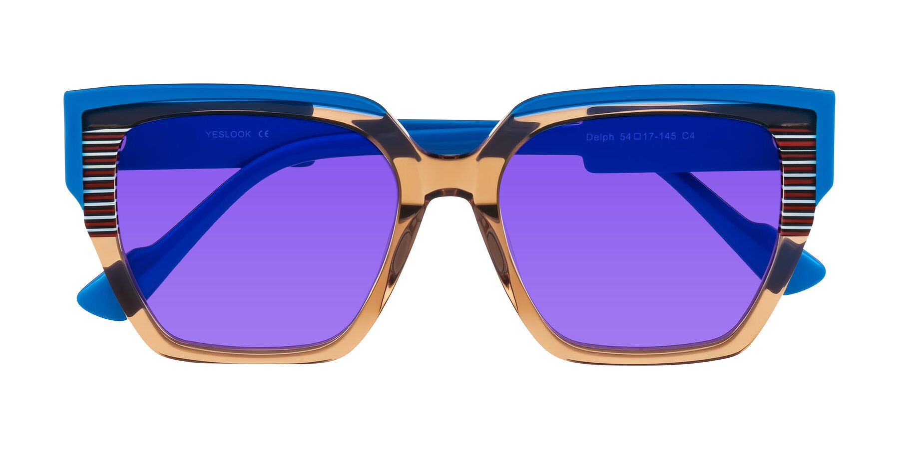 Folded Front of Delph in Mocha Circuit with Purple Tinted Lenses