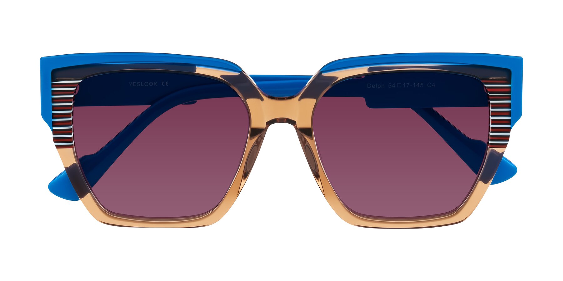 Folded Front of Delph in Mocha Circuit with Wine Tinted Lenses
