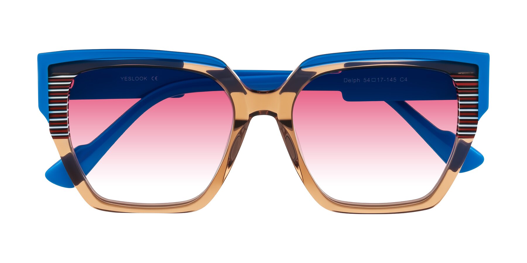 Folded Front of Delph in Mocha Circuit with Pink Gradient Lenses