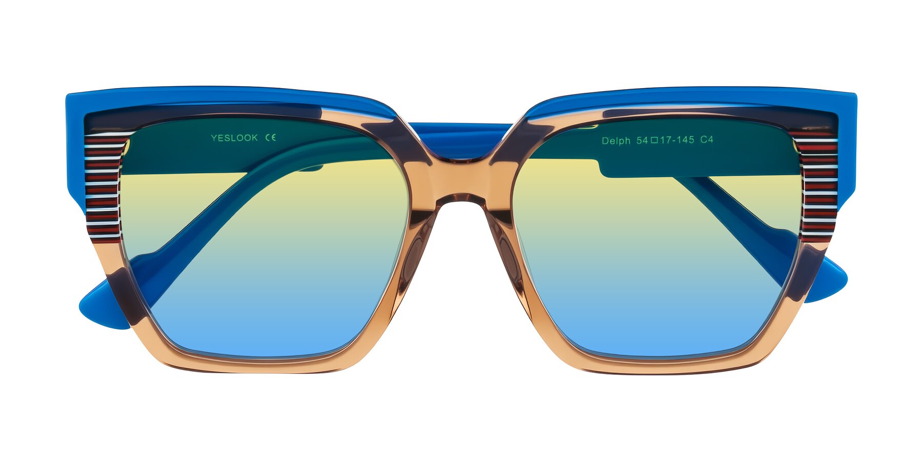 Folded Front of Delph in Mocha Circuit with Yellow / Blue Gradient Lenses