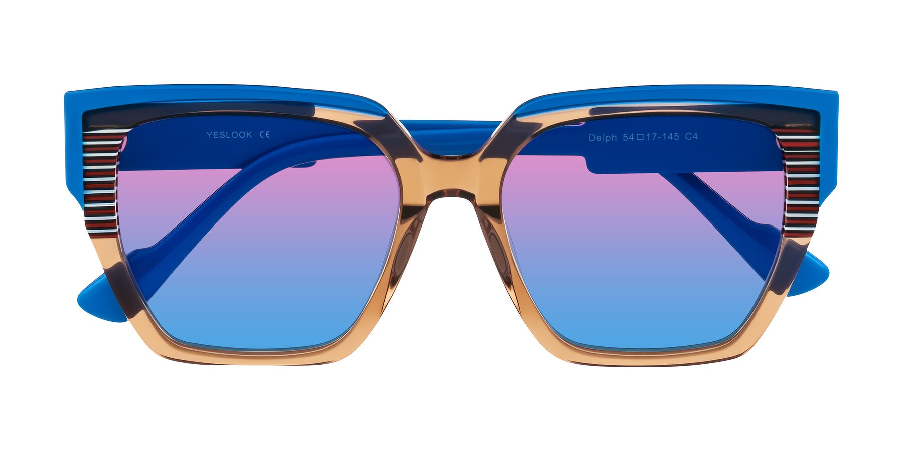 Folded Front of Delph in Mocha Circuit with Pink / Blue Gradient Lenses