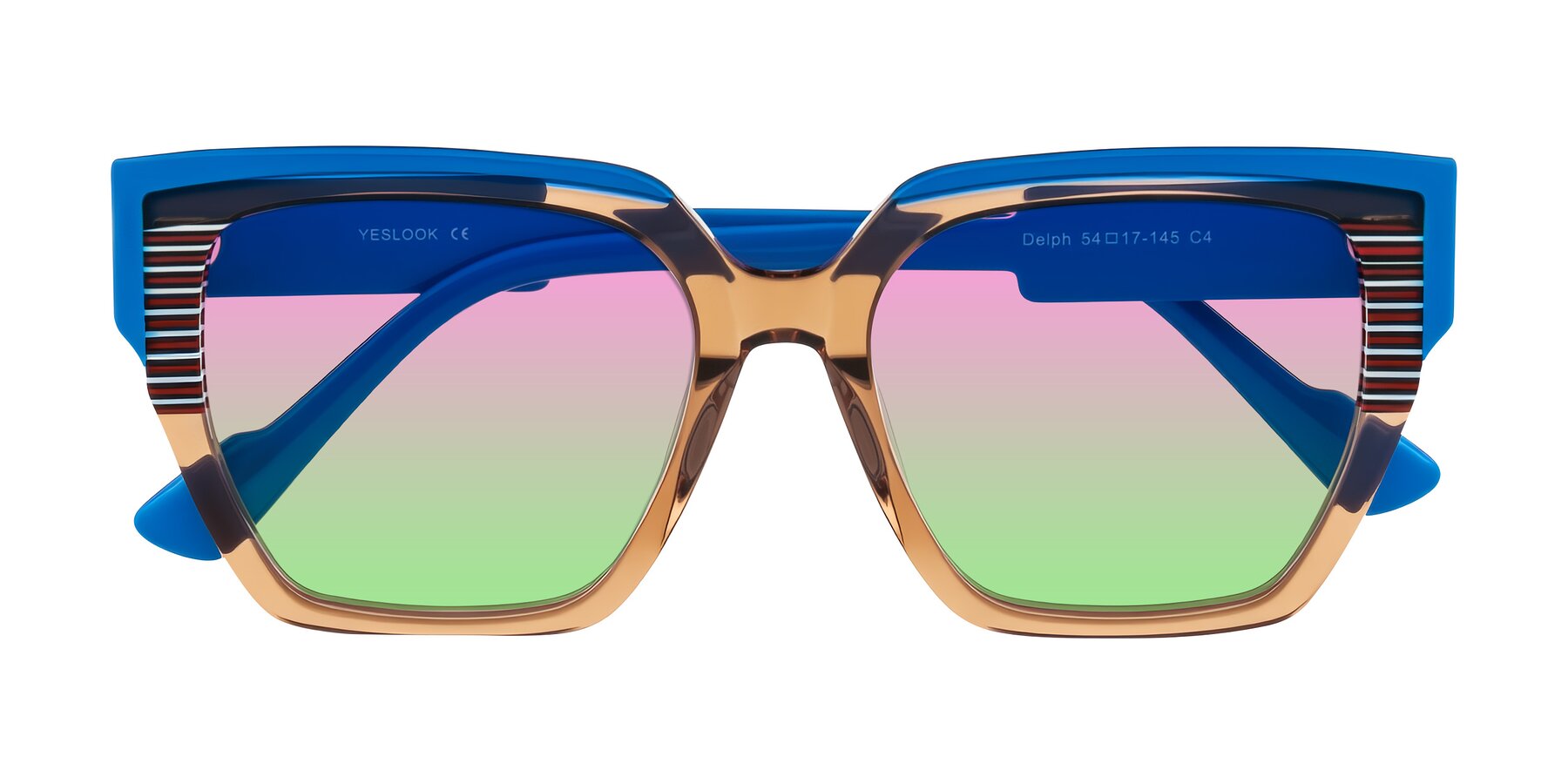 Folded Front of Delph in Mocha Circuit with Pink / Green Gradient Lenses