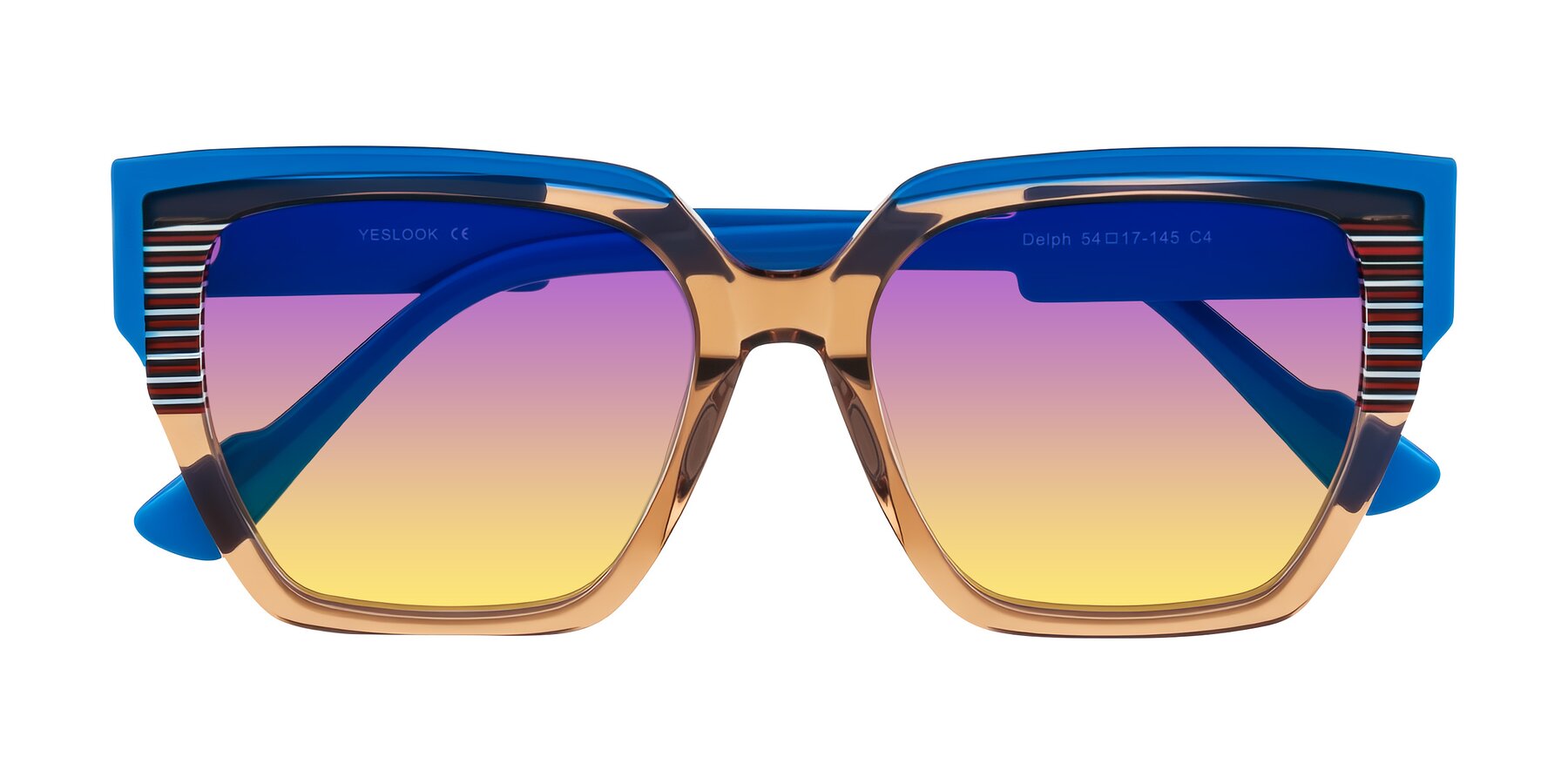 Folded Front of Delph in Mocha Circuit with Purple / Yellow Gradient Lenses