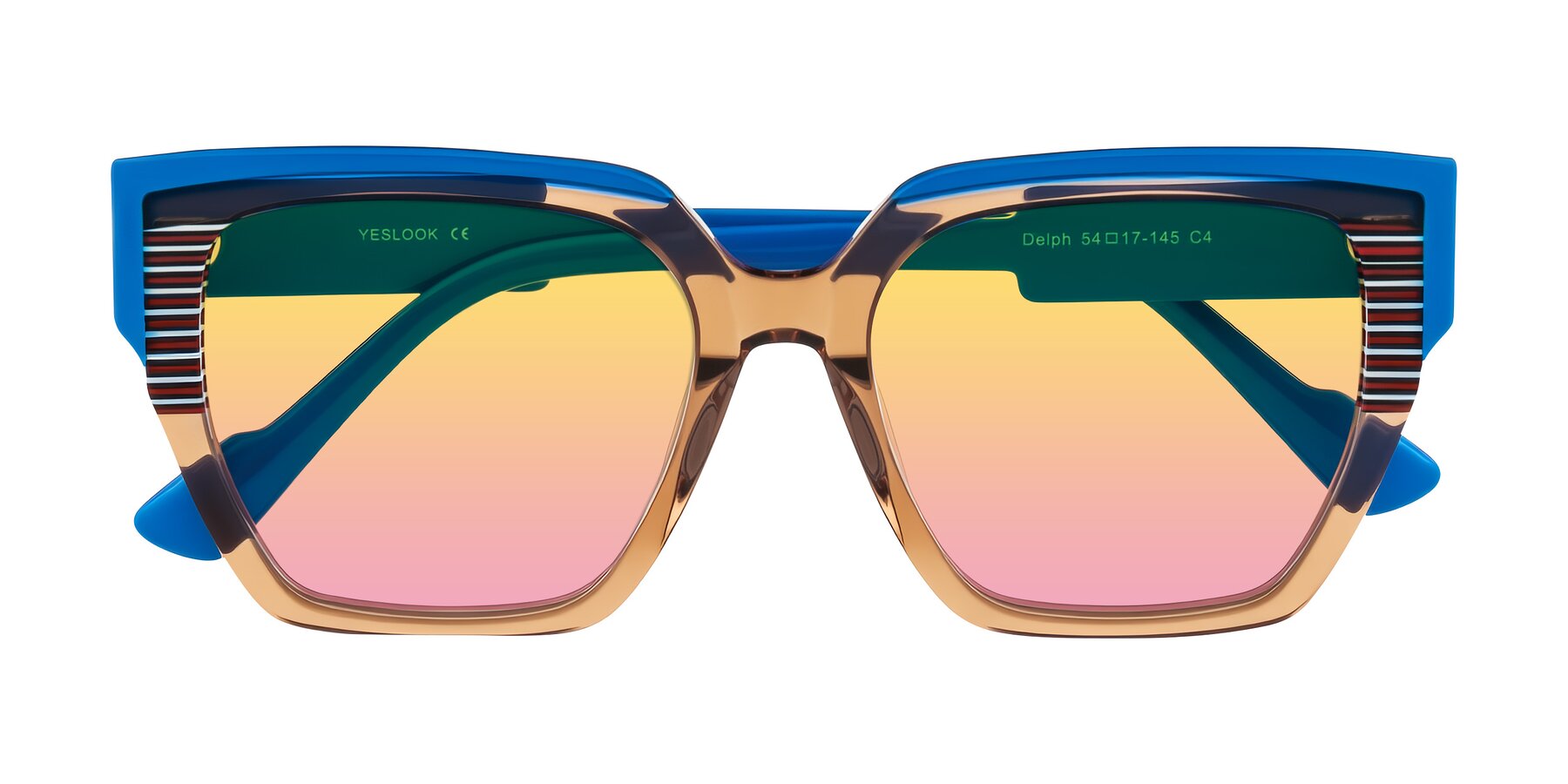 Folded Front of Delph in Mocha Circuit with Yellow / Pink Gradient Lenses