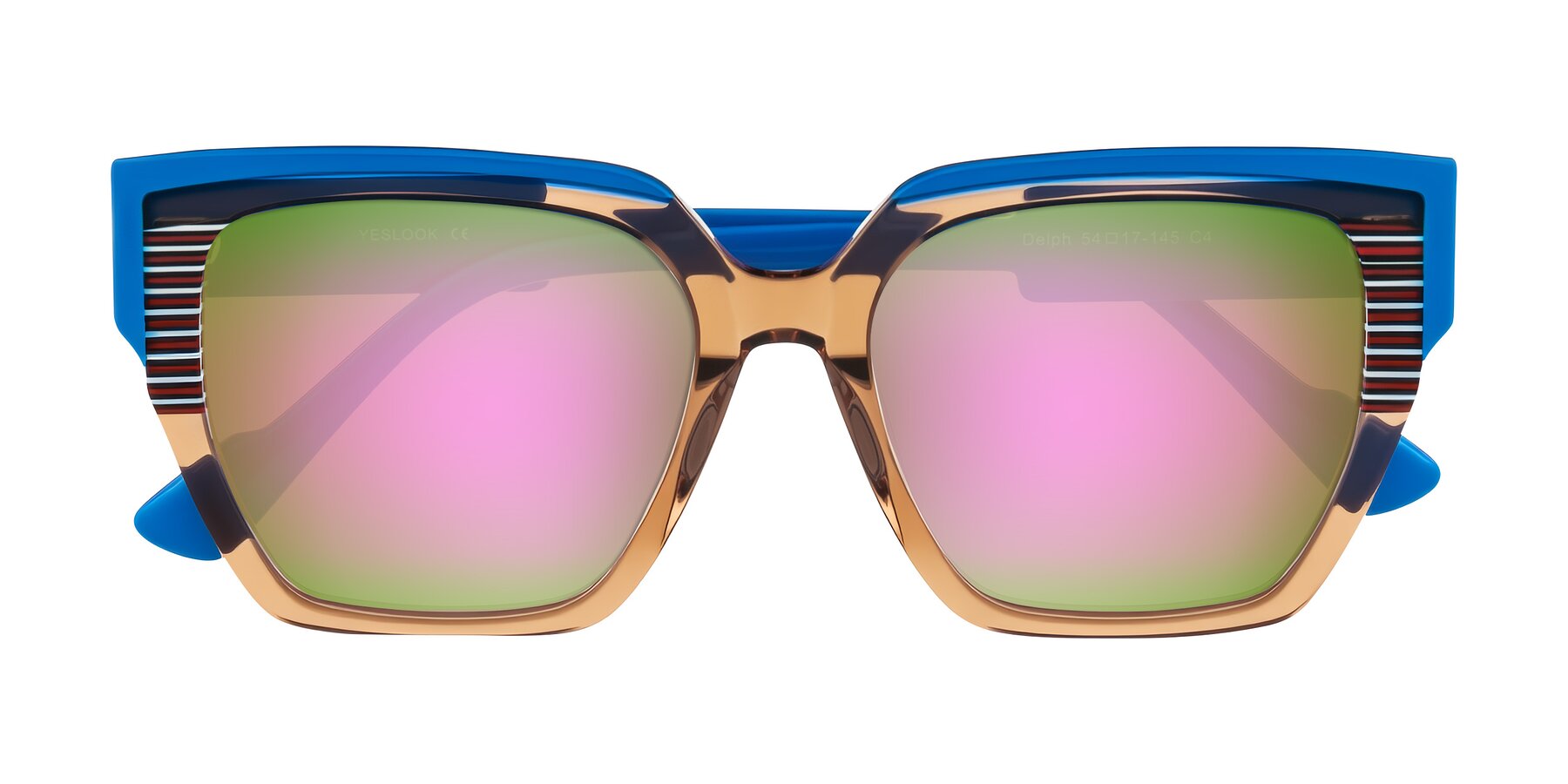 Folded Front of Delph in Mocha Circuit with Pink Mirrored Lenses