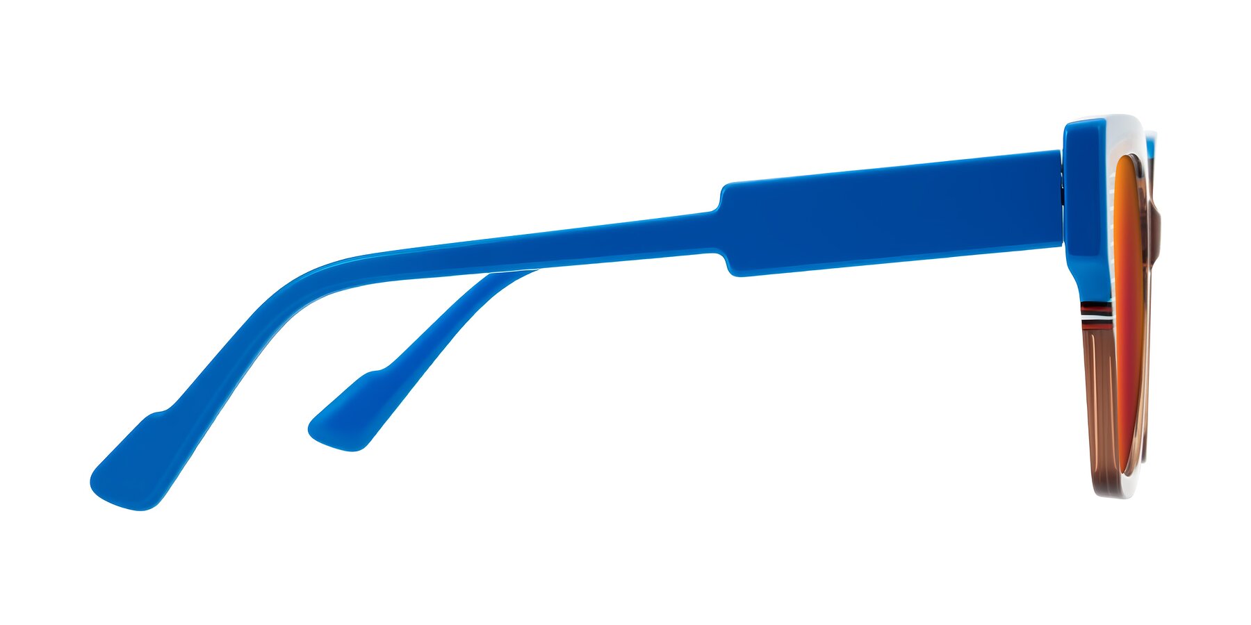 Side of Delph in Mocha Circuit with Red Gold Mirrored Lenses