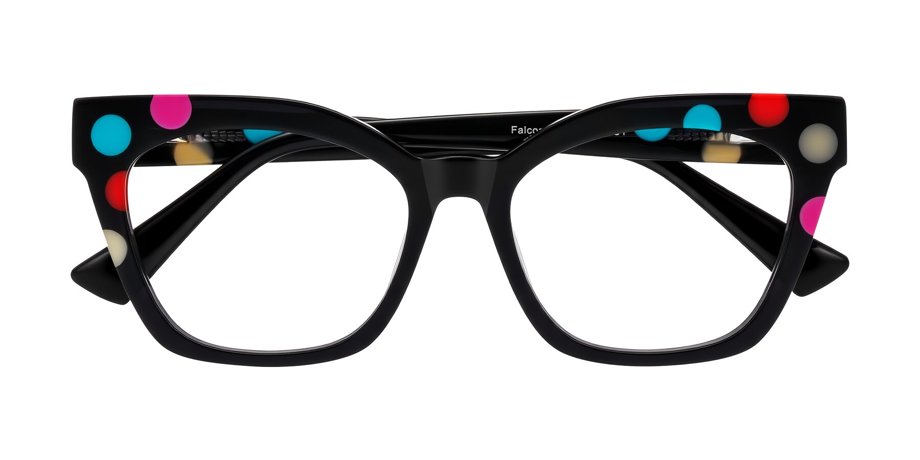 Folded Front of Falcon in Midnight Spots with Clear Eyeglass Lenses