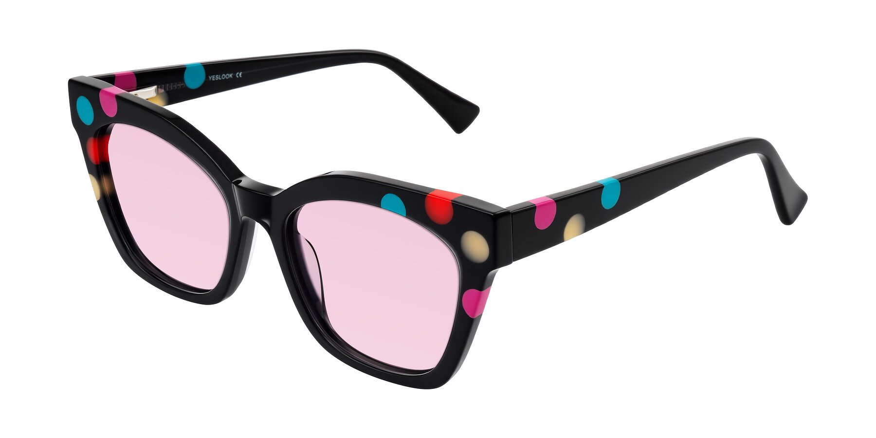 Angle of Falcon in Midnight Spots with Light Pink Tinted Lenses