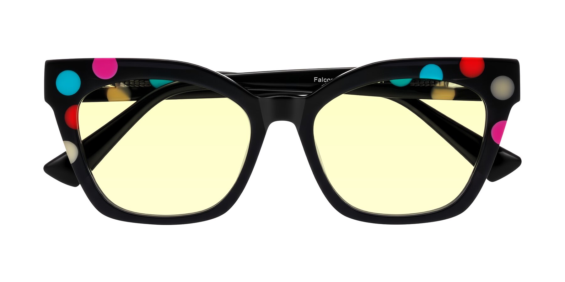 Folded Front of Falcon in Midnight Spots with Light Yellow Tinted Lenses