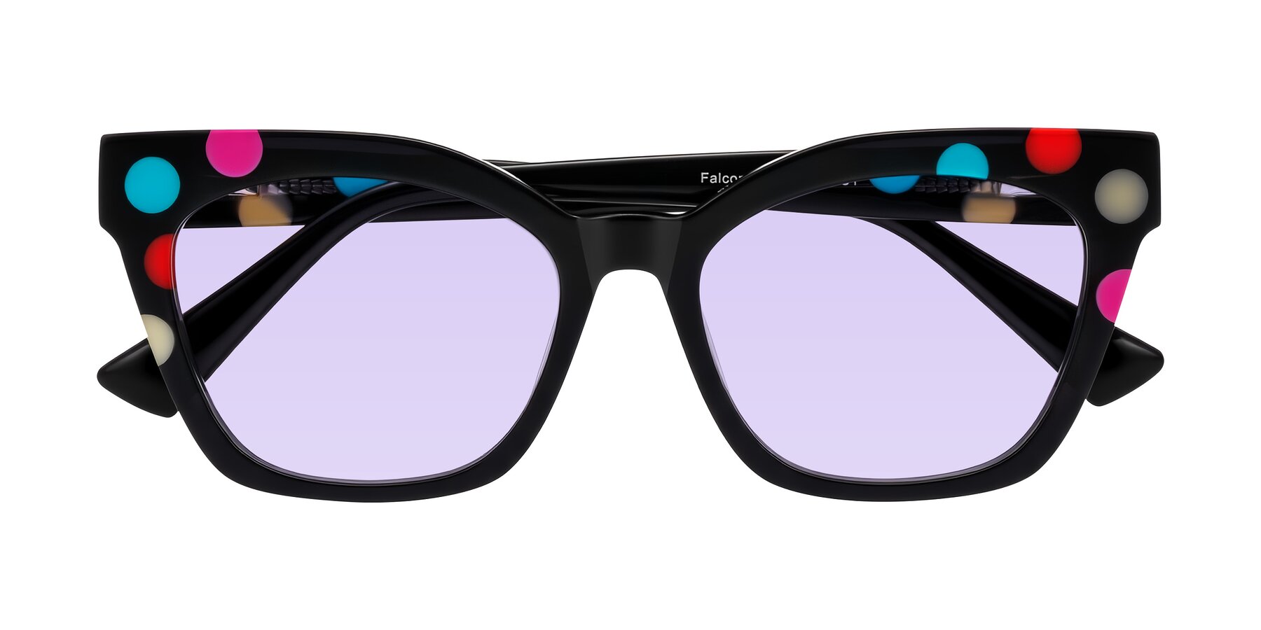 Folded Front of Falcon in Midnight Spots with Light Purple Tinted Lenses