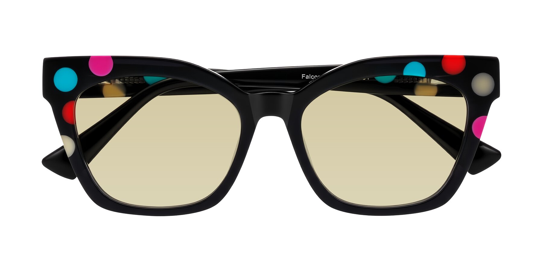 Folded Front of Falcon in Midnight Spots with Light Champagne Tinted Lenses