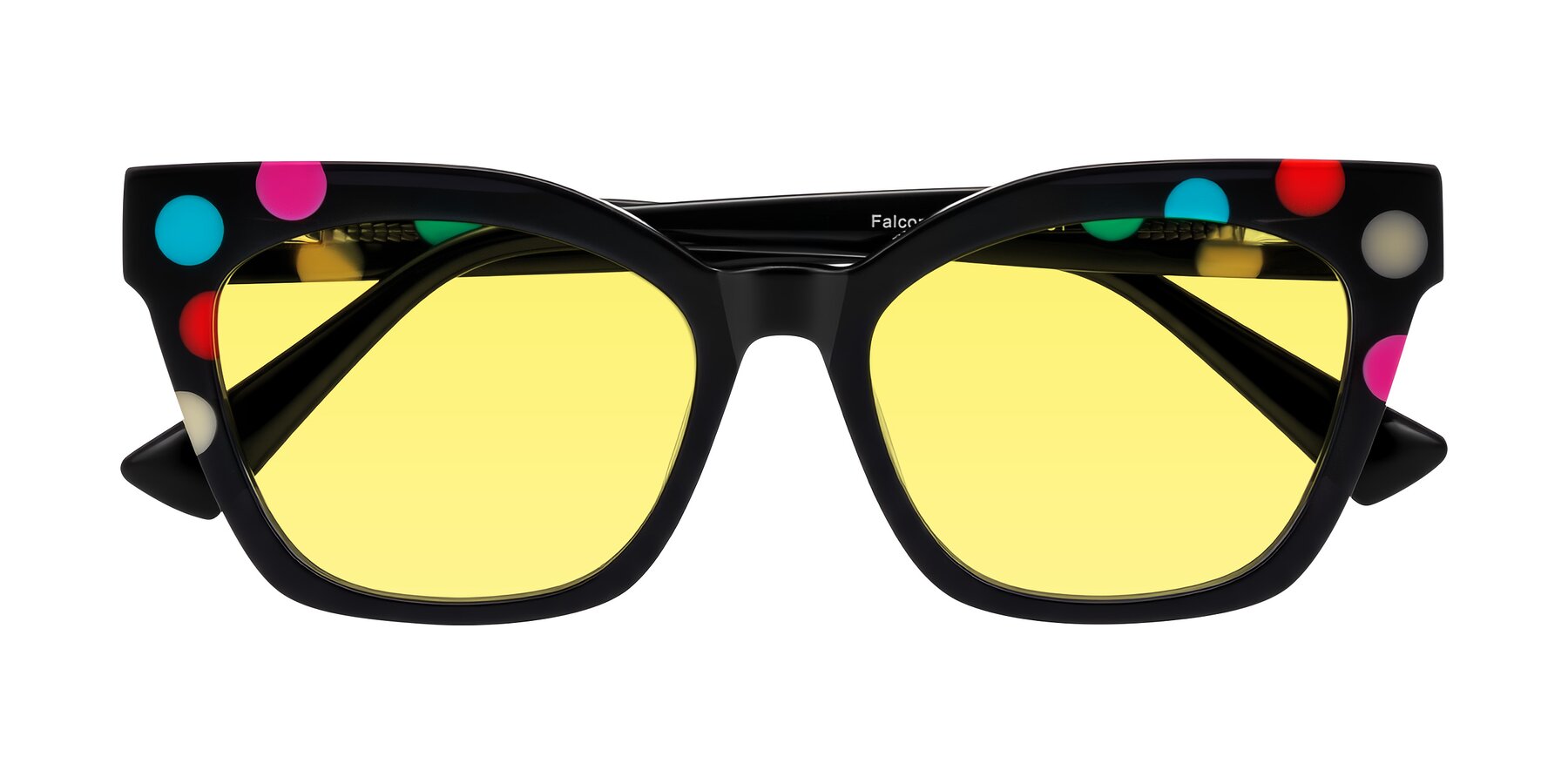 Folded Front of Falcon in Midnight Spots with Medium Yellow Tinted Lenses