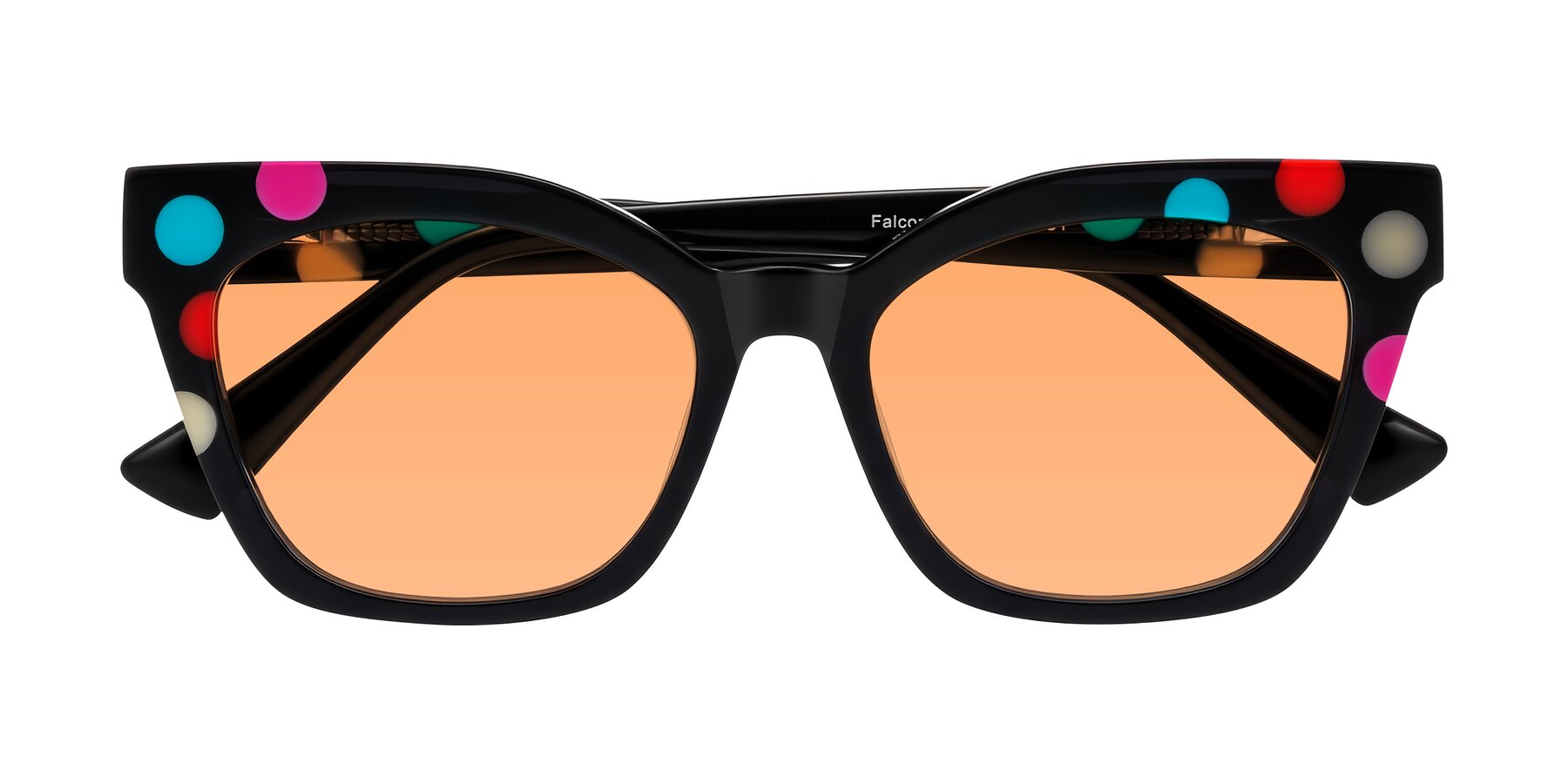 Folded Front of Falcon in Midnight Spots with Medium Orange Tinted Lenses