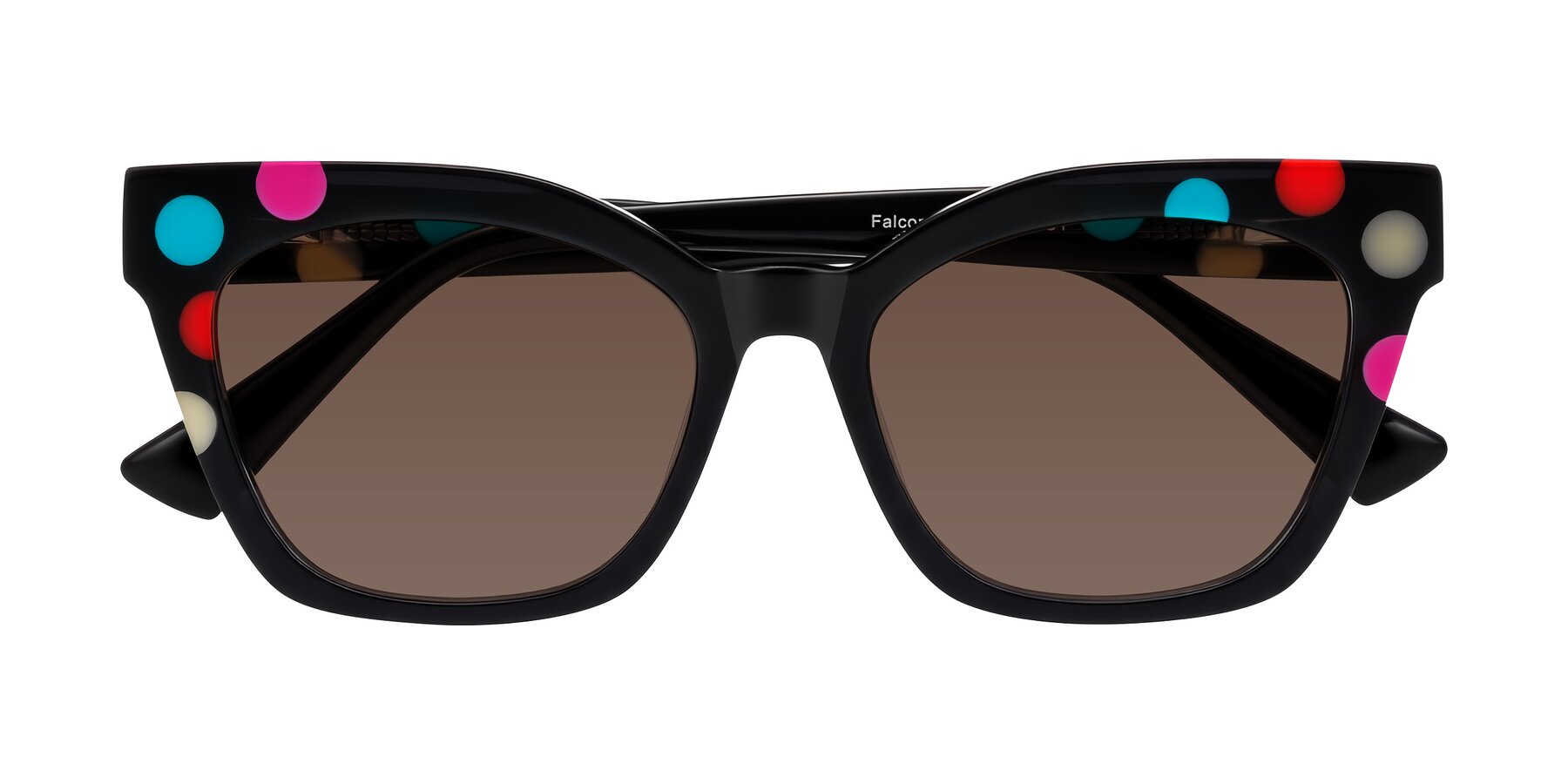 Folded Front of Falcon in Midnight Spots with Brown Tinted Lenses
