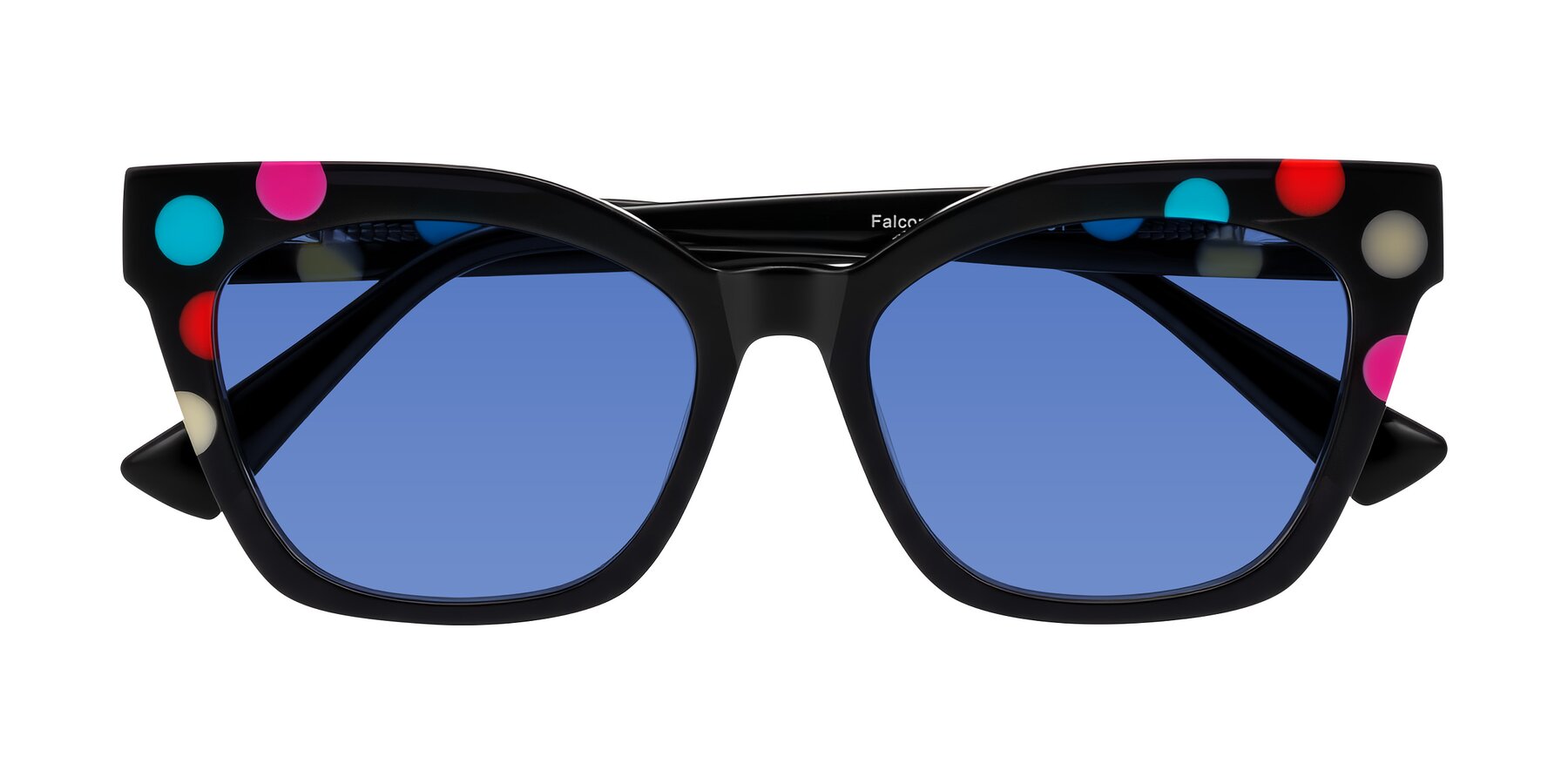 Folded Front of Falcon in Midnight Spots with Blue Tinted Lenses