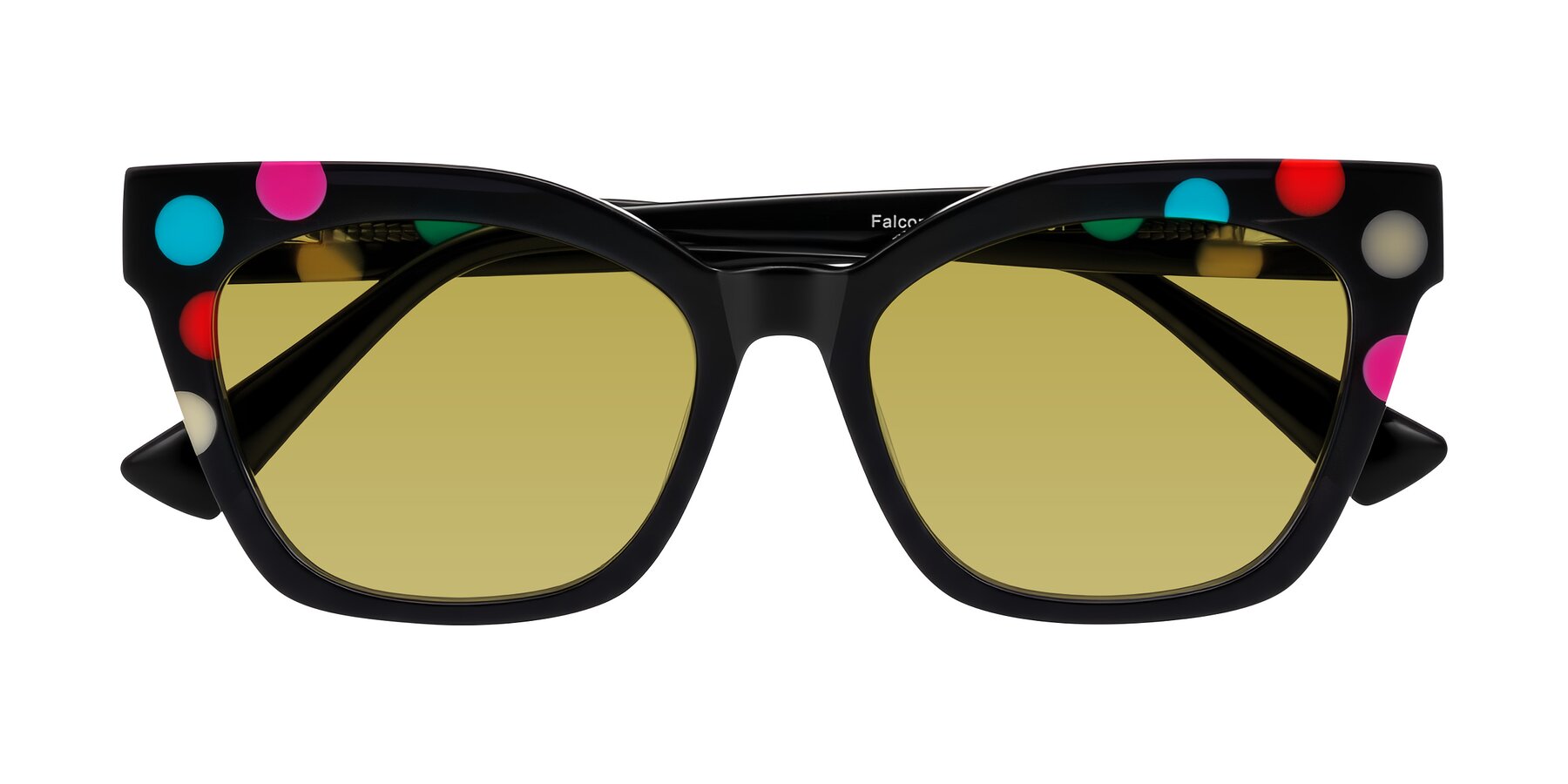 Folded Front of Falcon in Midnight Spots with Champagne Tinted Lenses