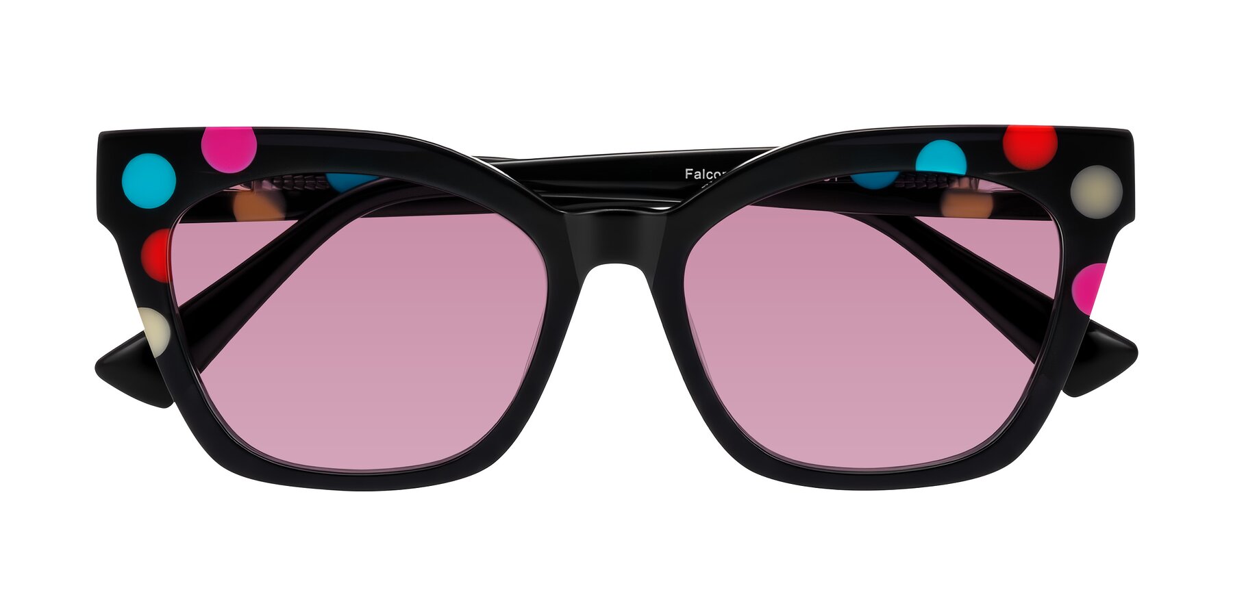Folded Front of Falcon in Midnight Spots with Medium Wine Tinted Lenses