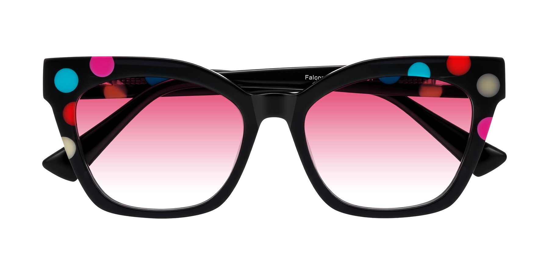 Folded Front of Falcon in Midnight Spots with Pink Gradient Lenses