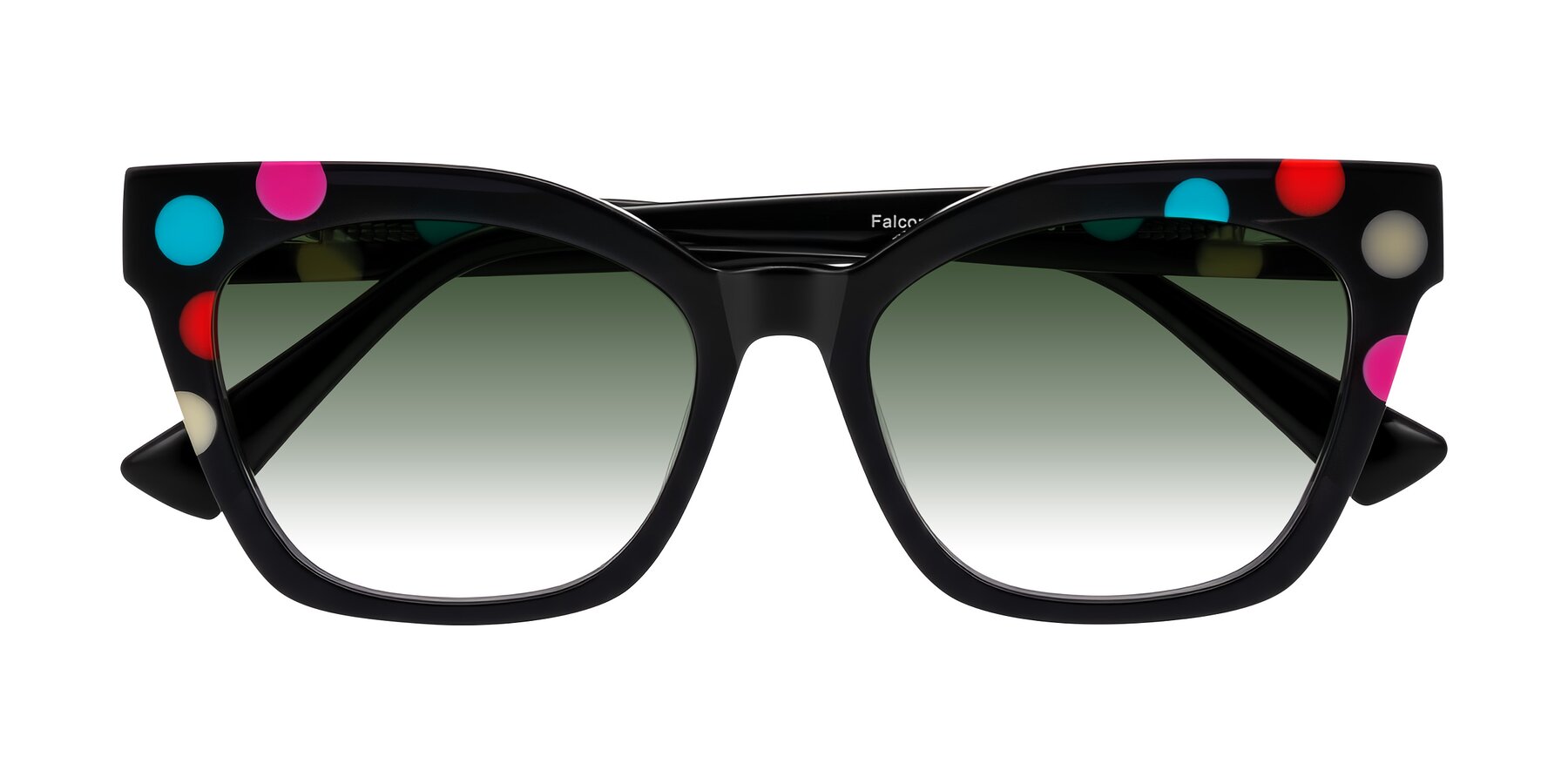 Folded Front of Falcon in Midnight Spots with Green Gradient Lenses
