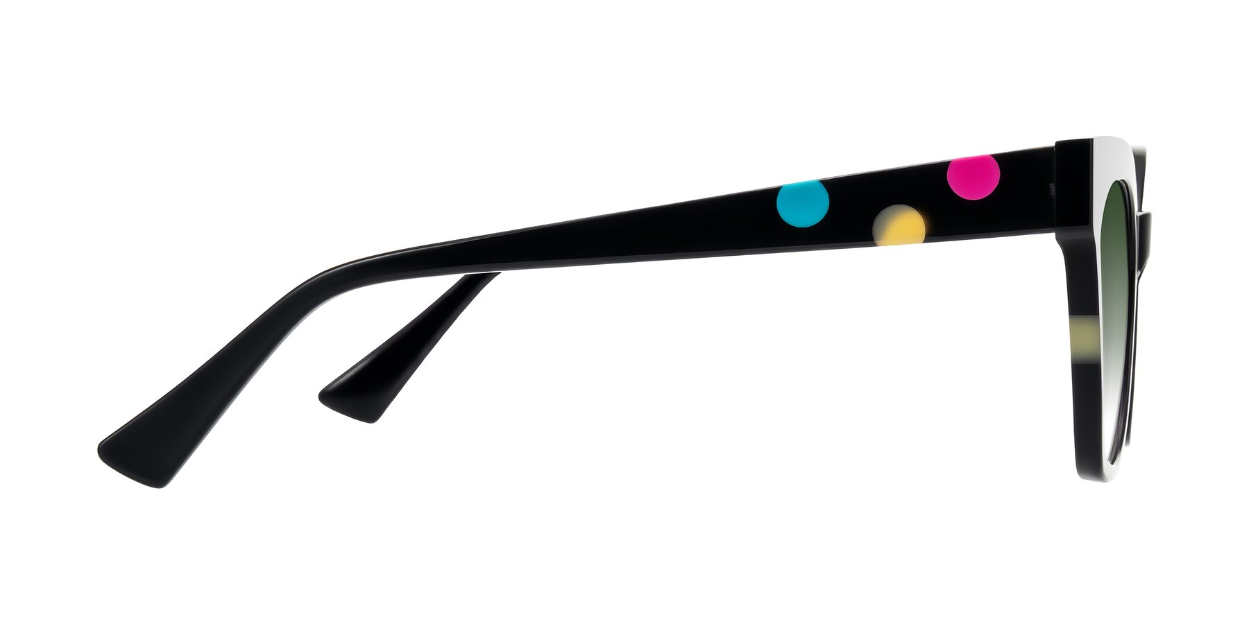 Side of Falcon in Midnight Spots with Green Gradient Lenses