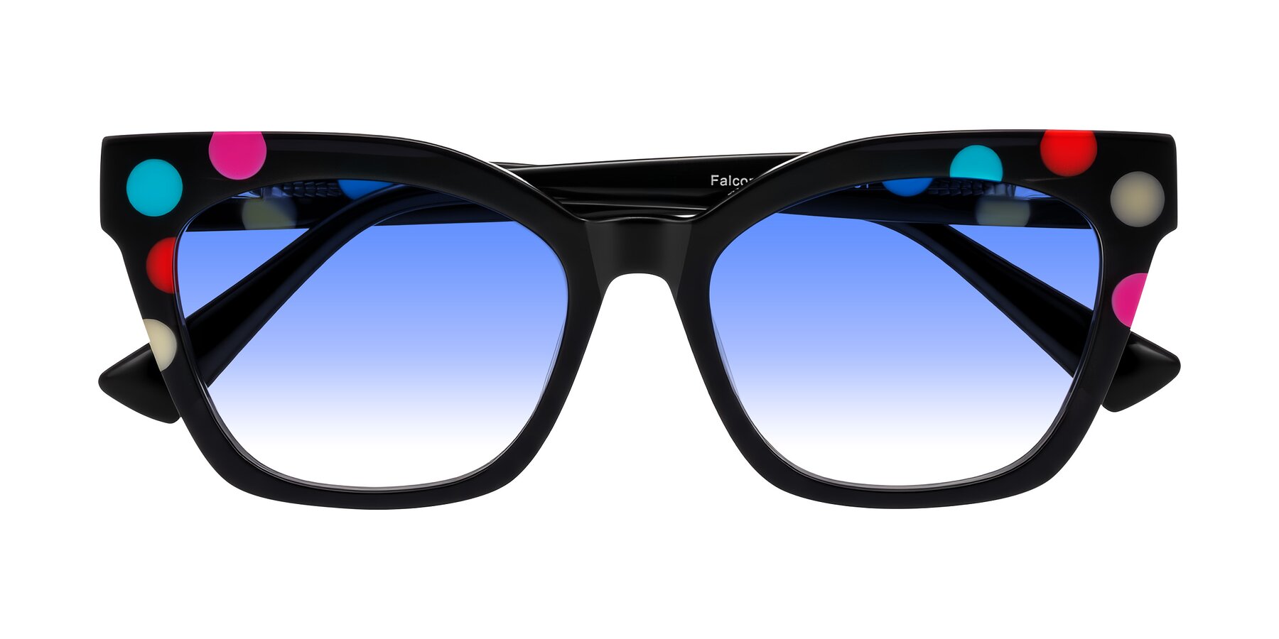 Folded Front of Falcon in Midnight Spots with Blue Gradient Lenses