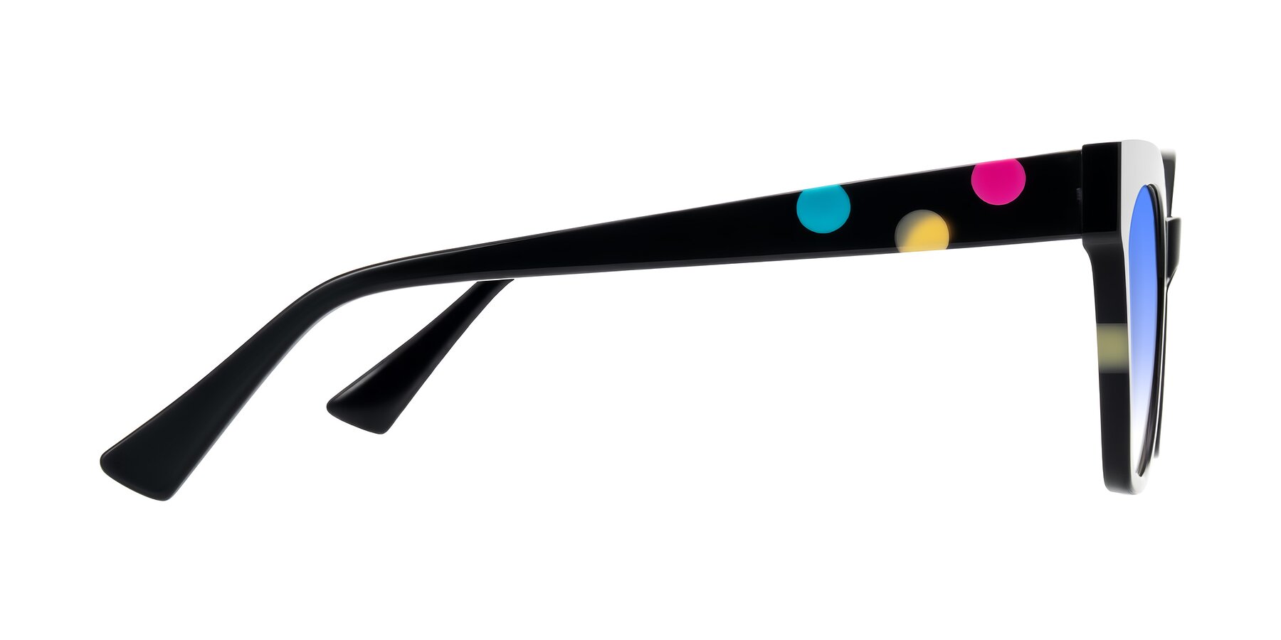 Side of Falcon in Midnight Spots with Blue Gradient Lenses