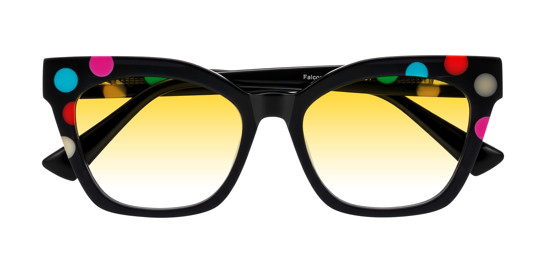 Folded Front of Falcon in Midnight Spots with Yellow Gradient Lenses